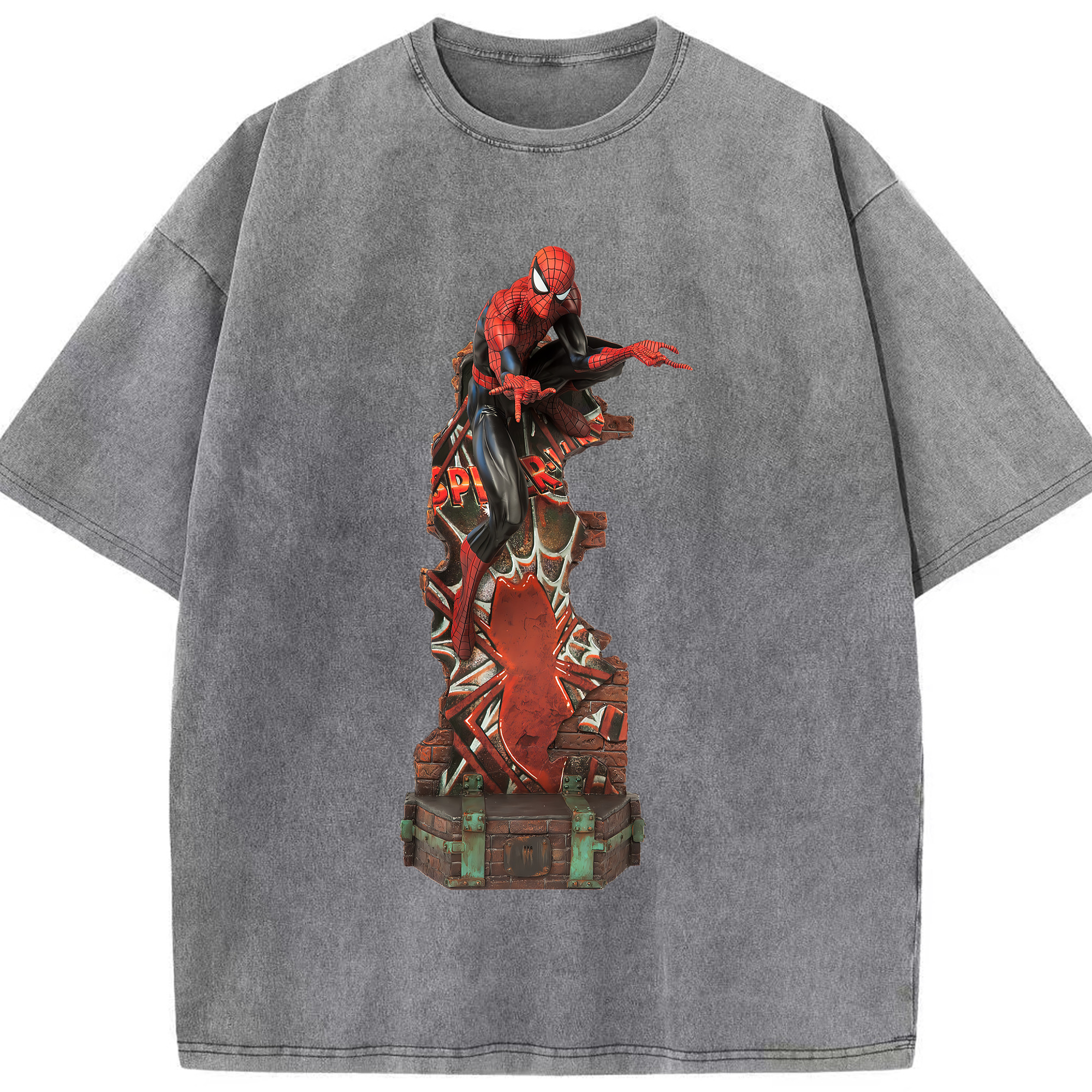 （画像用） Spider Man スパイダーマン 綿100% ヴィンテージ風 半袖Tシャツ（フロントプリント）