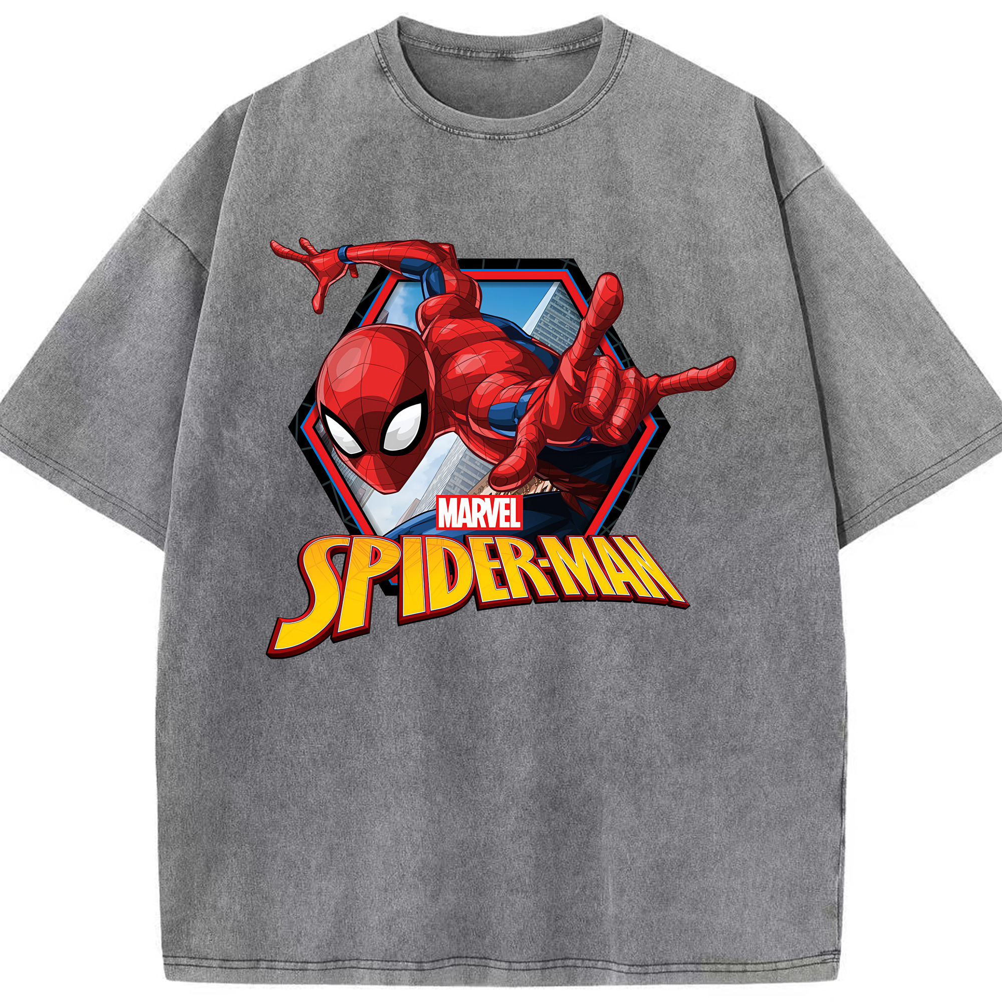 （画像用） Spider Man スパイダーマン 綿100% ヴィンテージ風 半袖Tシャツ（フロントプリント）