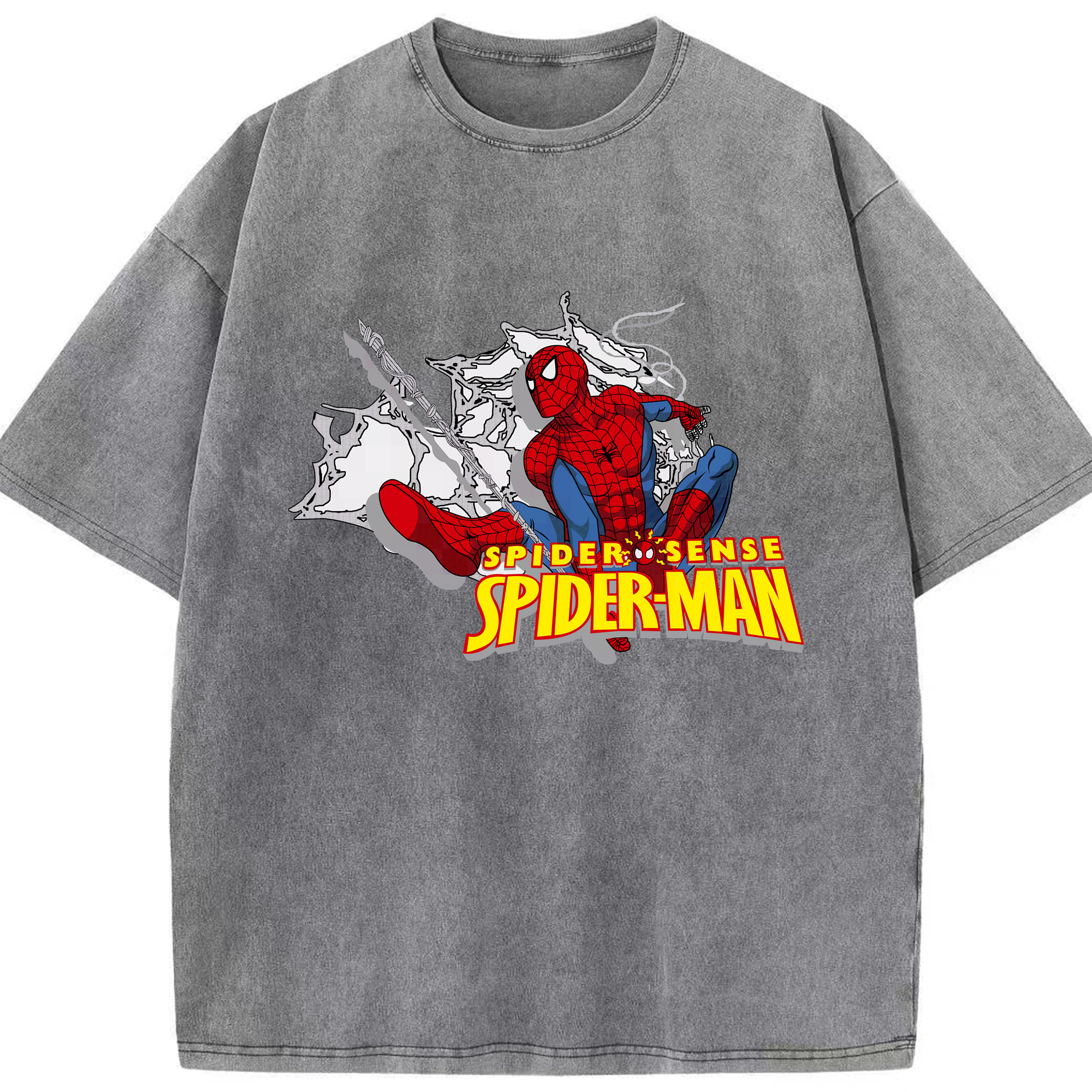 （画像用） Spider Man スパイダーマン 綿100% ヴィンテージ風 半袖Tシャツ（フロントプリント）