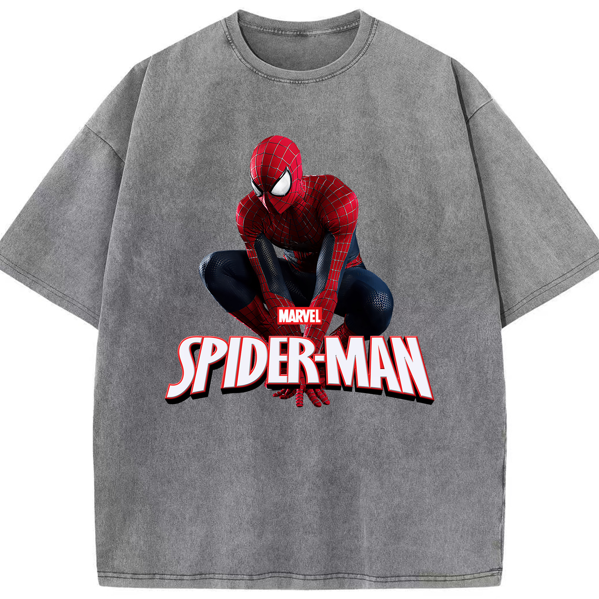 （画像用） Spider Man スパイダーマン 綿100% ヴィンテージ風 半袖Tシャツ（フロントプリント）