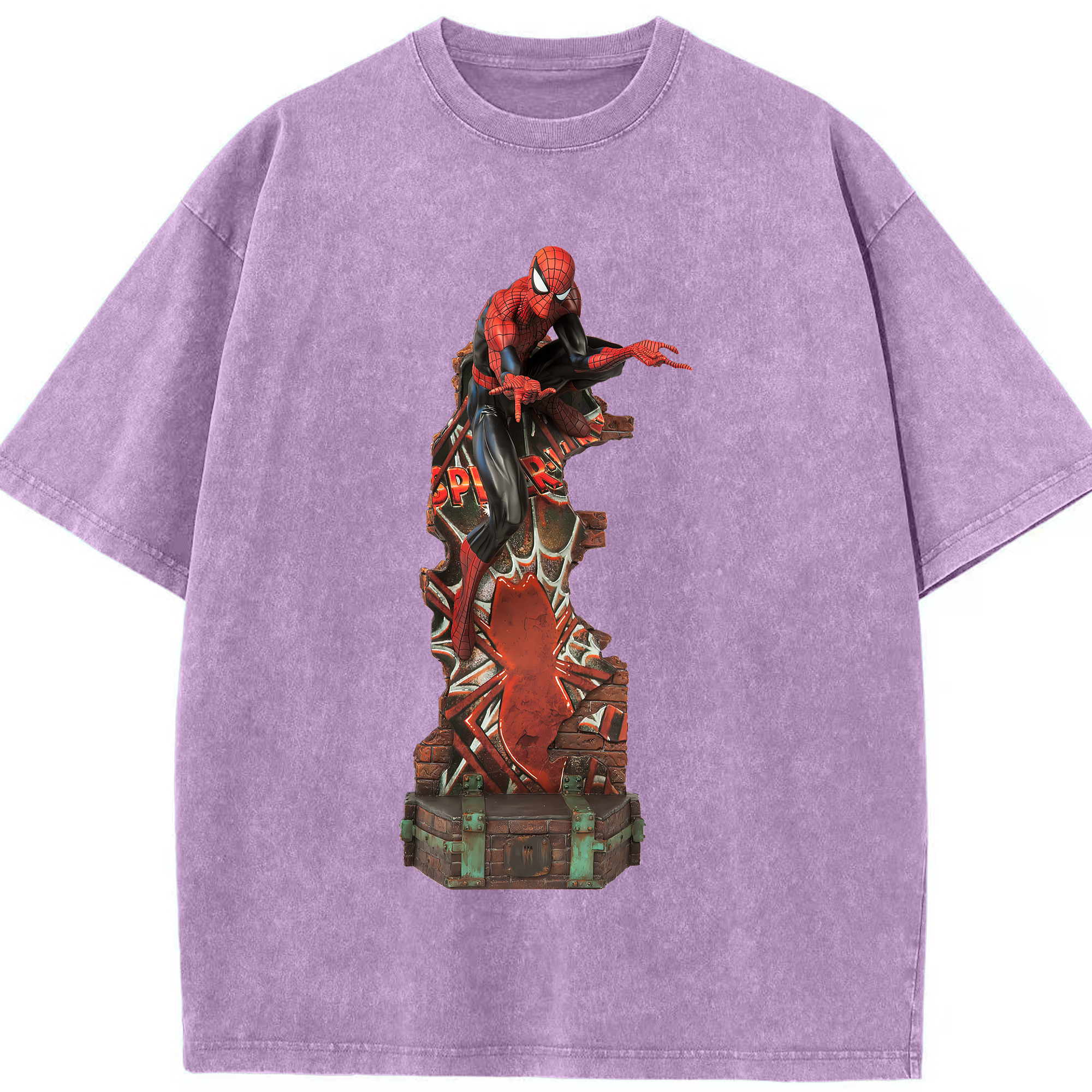 （画像用） Spider Man スパイダーマン 綿100% ヴィンテージ風 半袖Tシャツ（フロントプリント）
