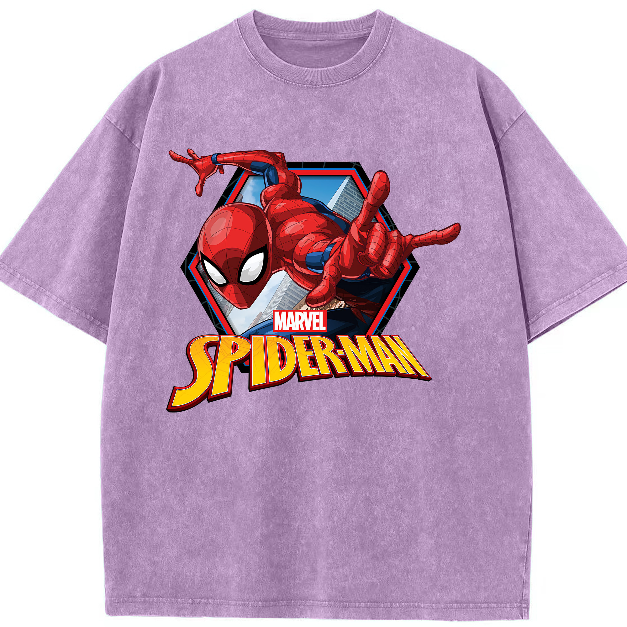 （画像用） Spider Man スパイダーマン 綿100% ヴィンテージ風 半袖Tシャツ（フロントプリント）