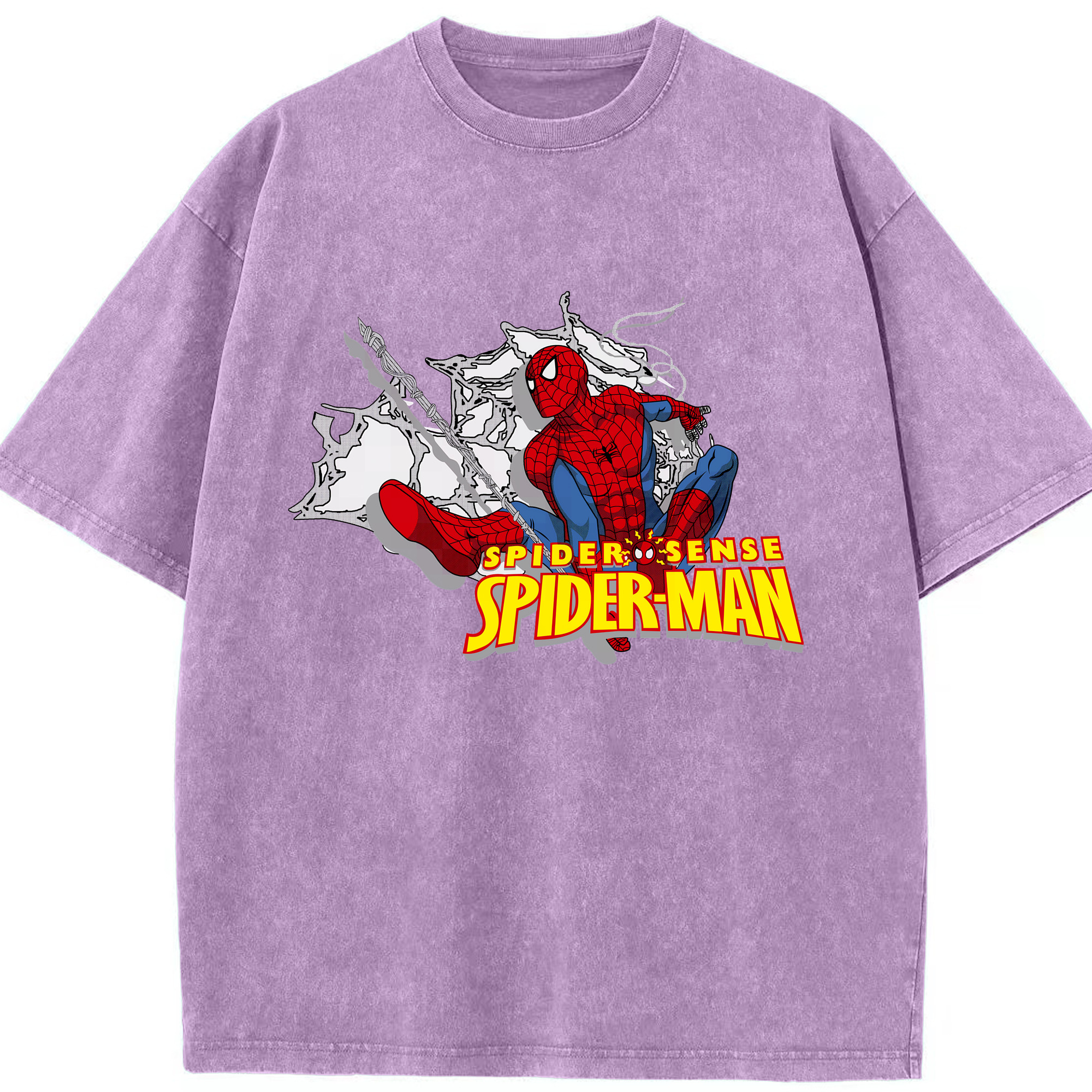 （画像用） Spider Man スパイダーマン 綿100% ヴィンテージ風 半袖Tシャツ（フロントプリント）