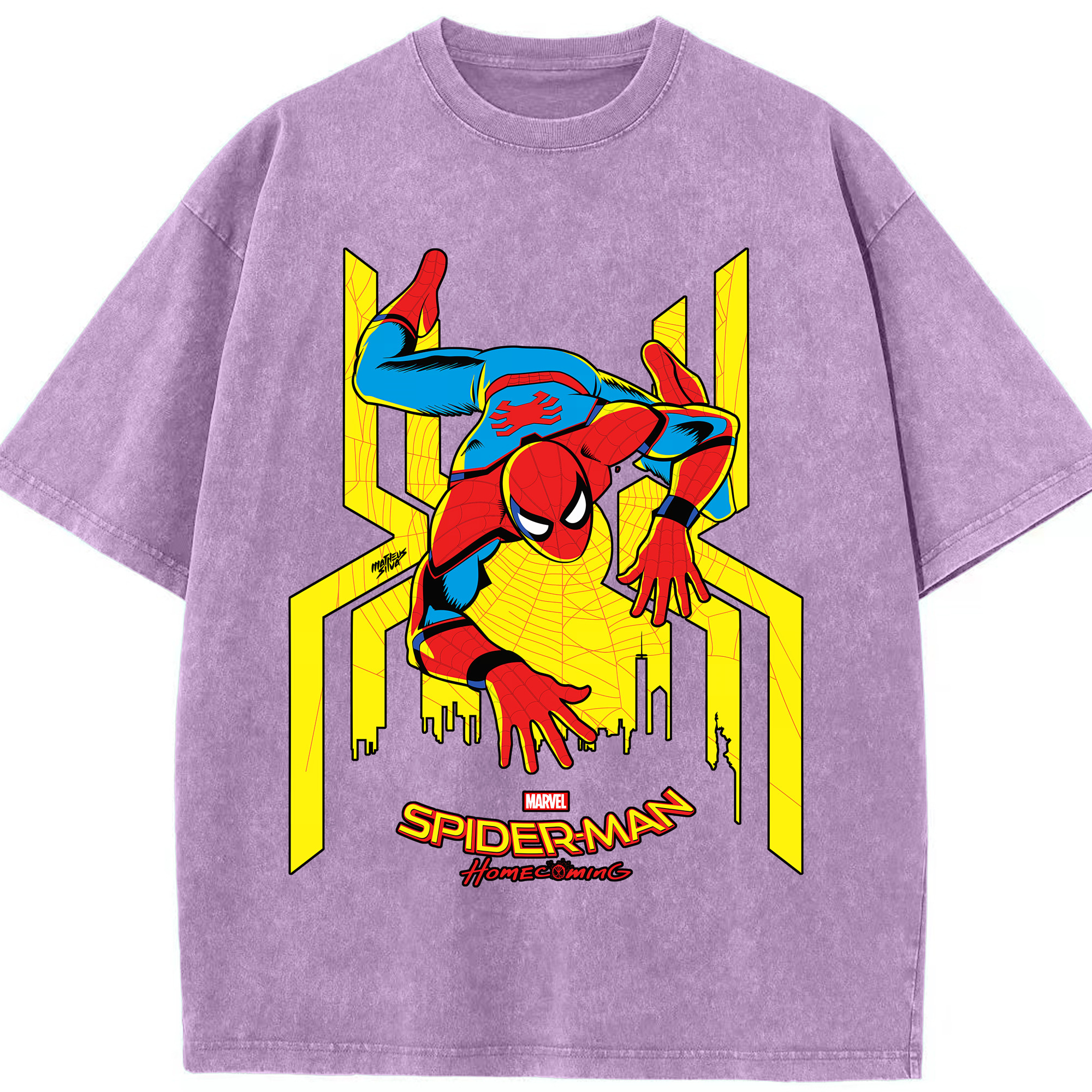 （画像用） Spider Man スパイダーマン 綿100% ヴィンテージ風 半袖Tシャツ（フロントプリント）