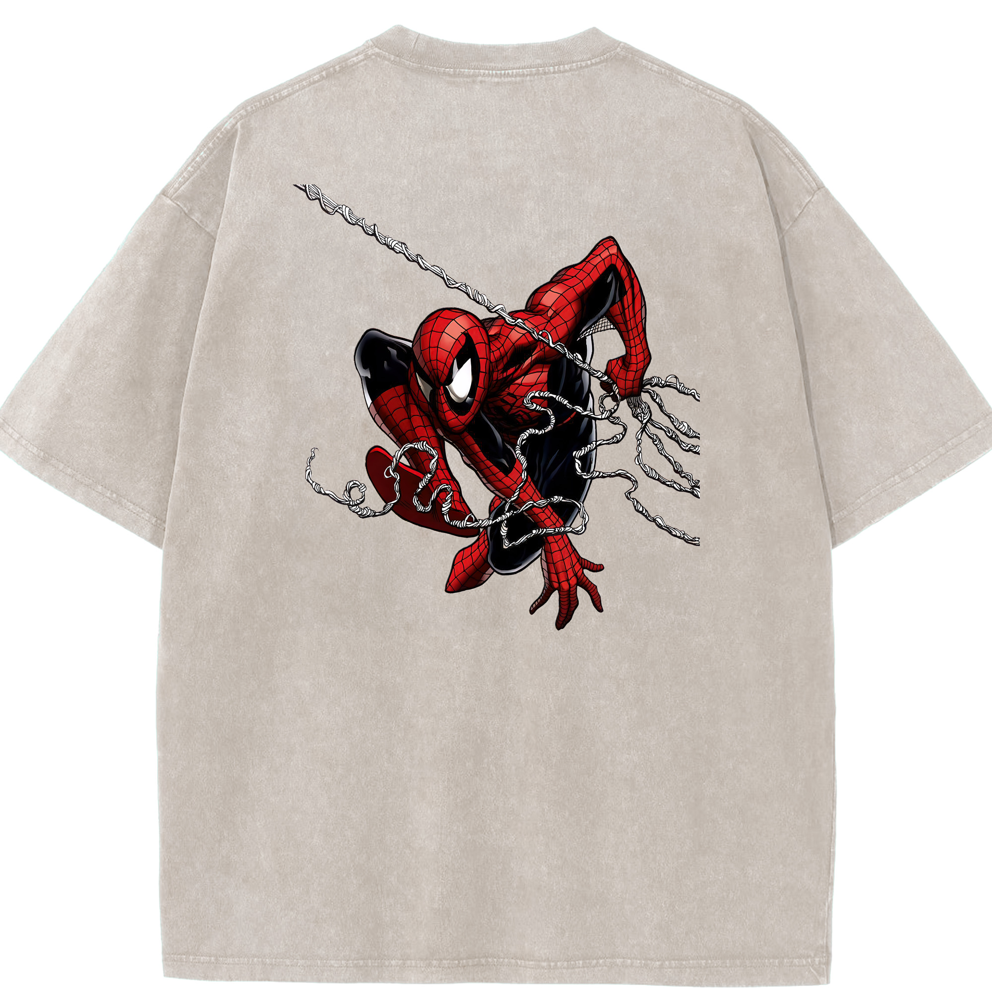 （画像用） Spider Man スパイダーマン 綿100% ヴィンテージ風 半袖Tシャツ（背面プリント）