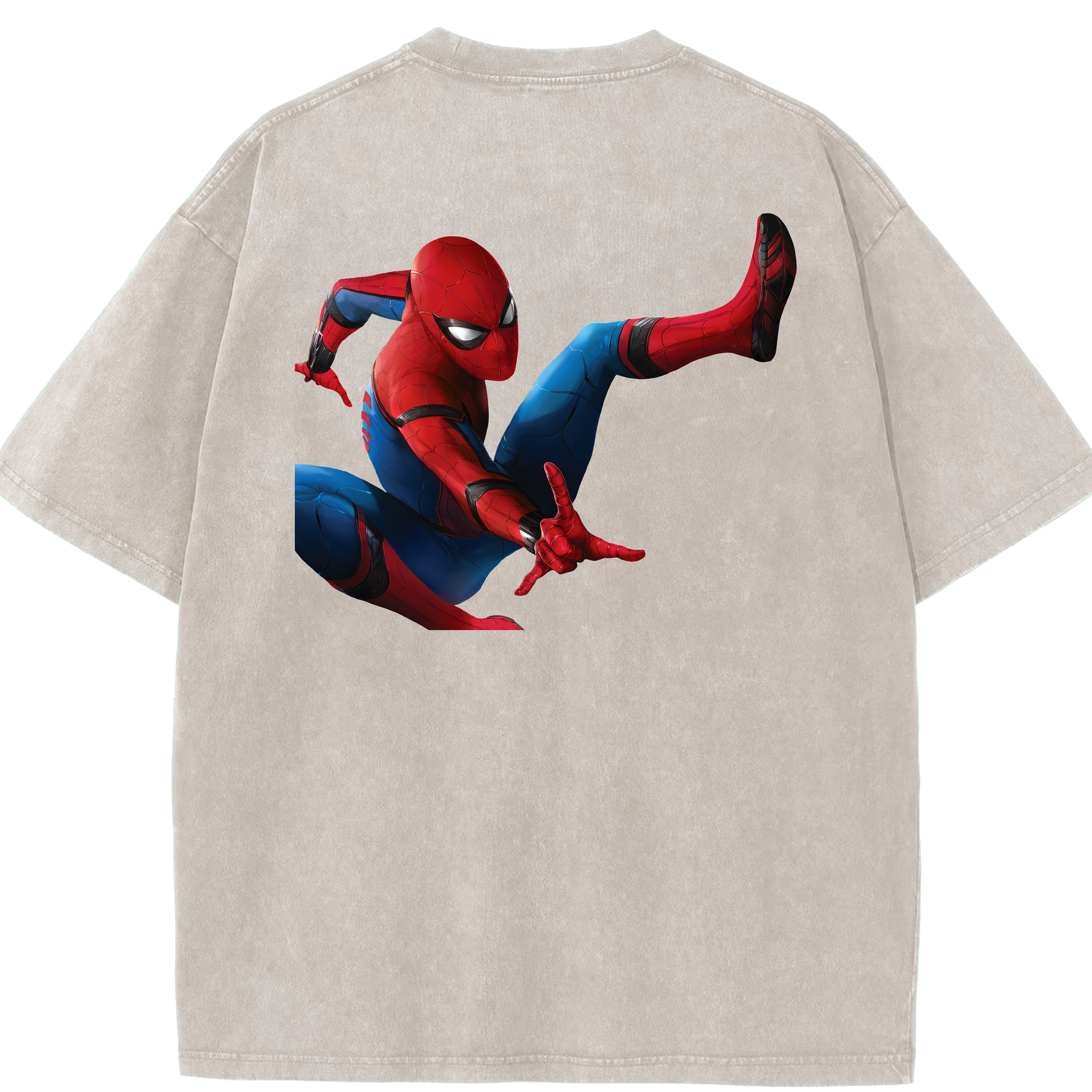 （画像用） Spider Man スパイダーマン 綿100% ヴィンテージ風 半袖Tシャツ（背面プリント）