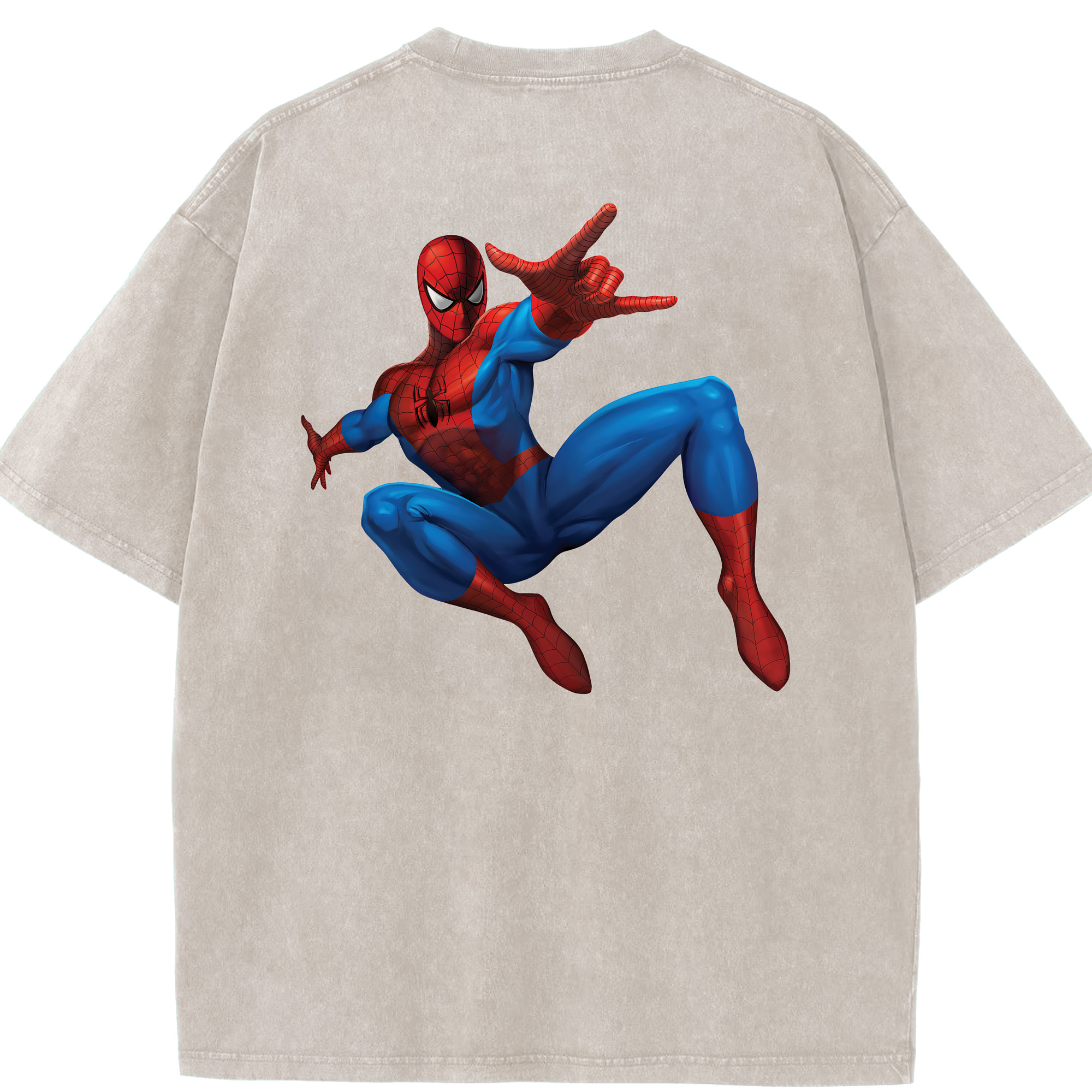 （画像用） Spider Man スパイダーマン 綿100% ヴィンテージ風 半袖Tシャツ（背面プリント）