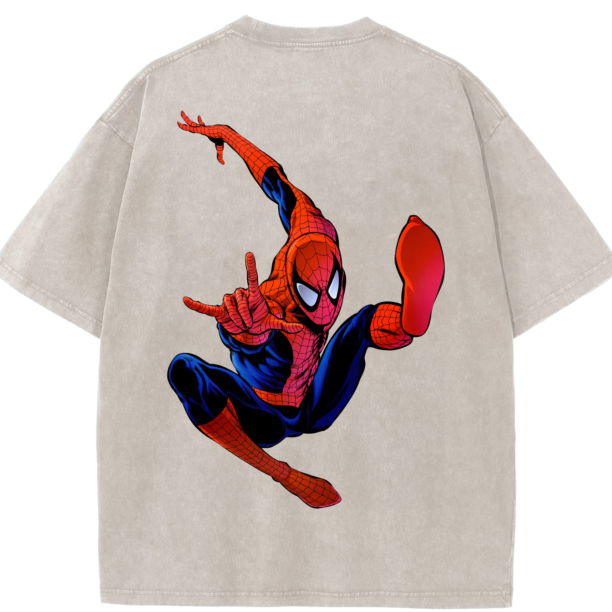 （画像用） Spider Man スパイダーマン 綿100% ヴィンテージ風 半袖Tシャツ（背面プリント）