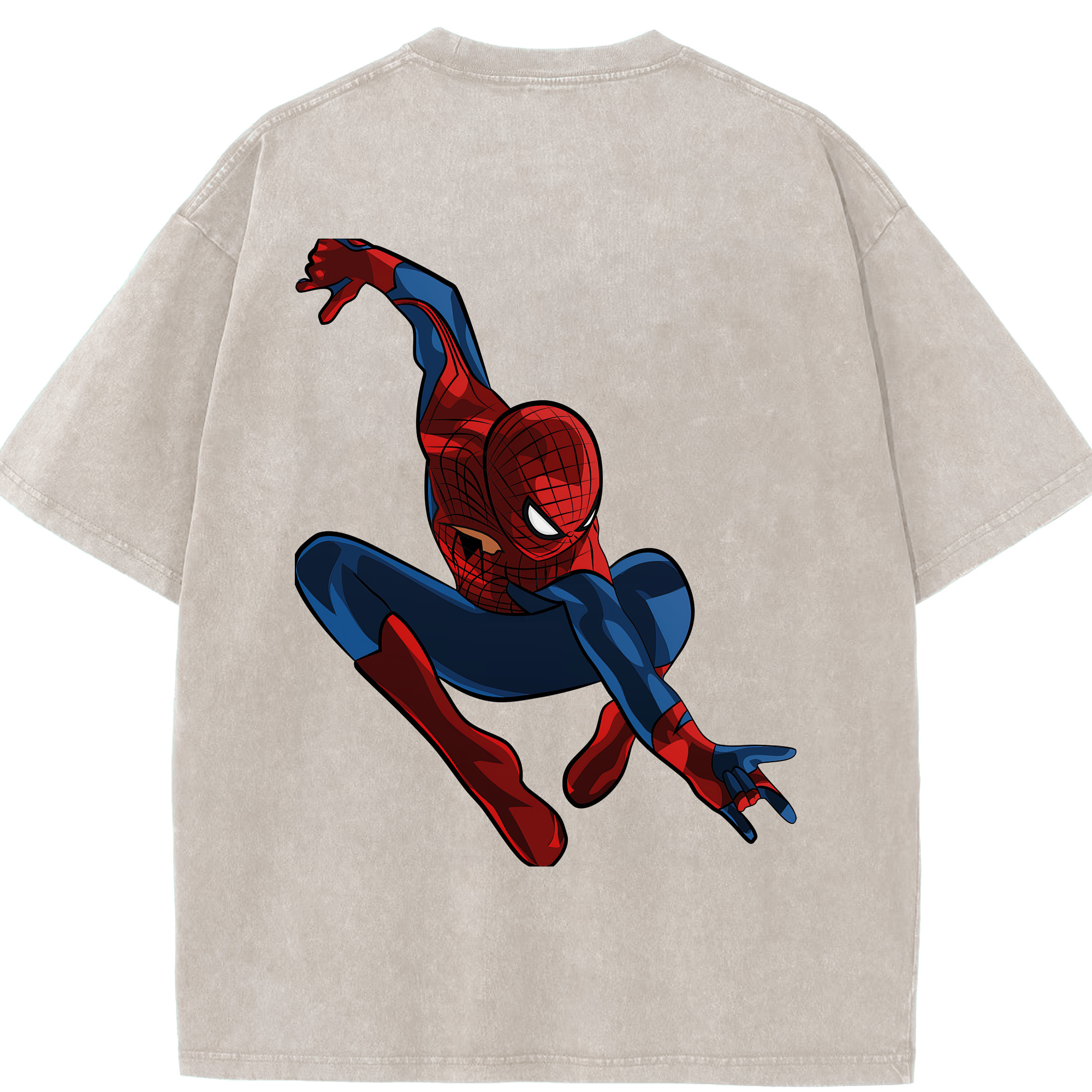 （画像用） Spider Man スパイダーマン 綿100% ヴィンテージ風 半袖Tシャツ（背面プリント）