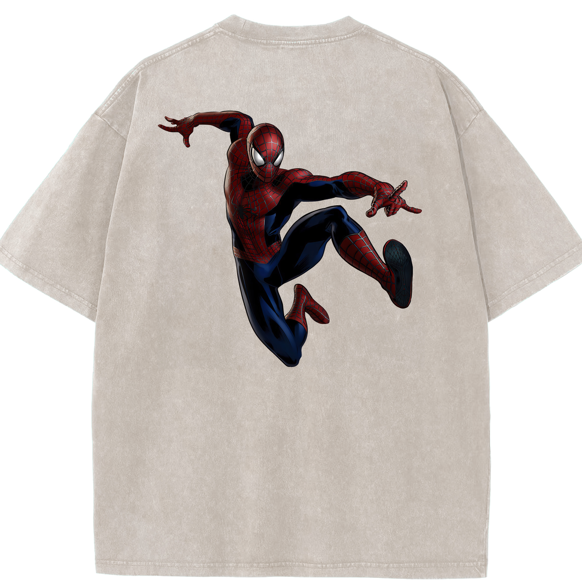 （画像用） Spider Man スパイダーマン 綿100% ヴィンテージ風 半袖Tシャツ（背面プリント）