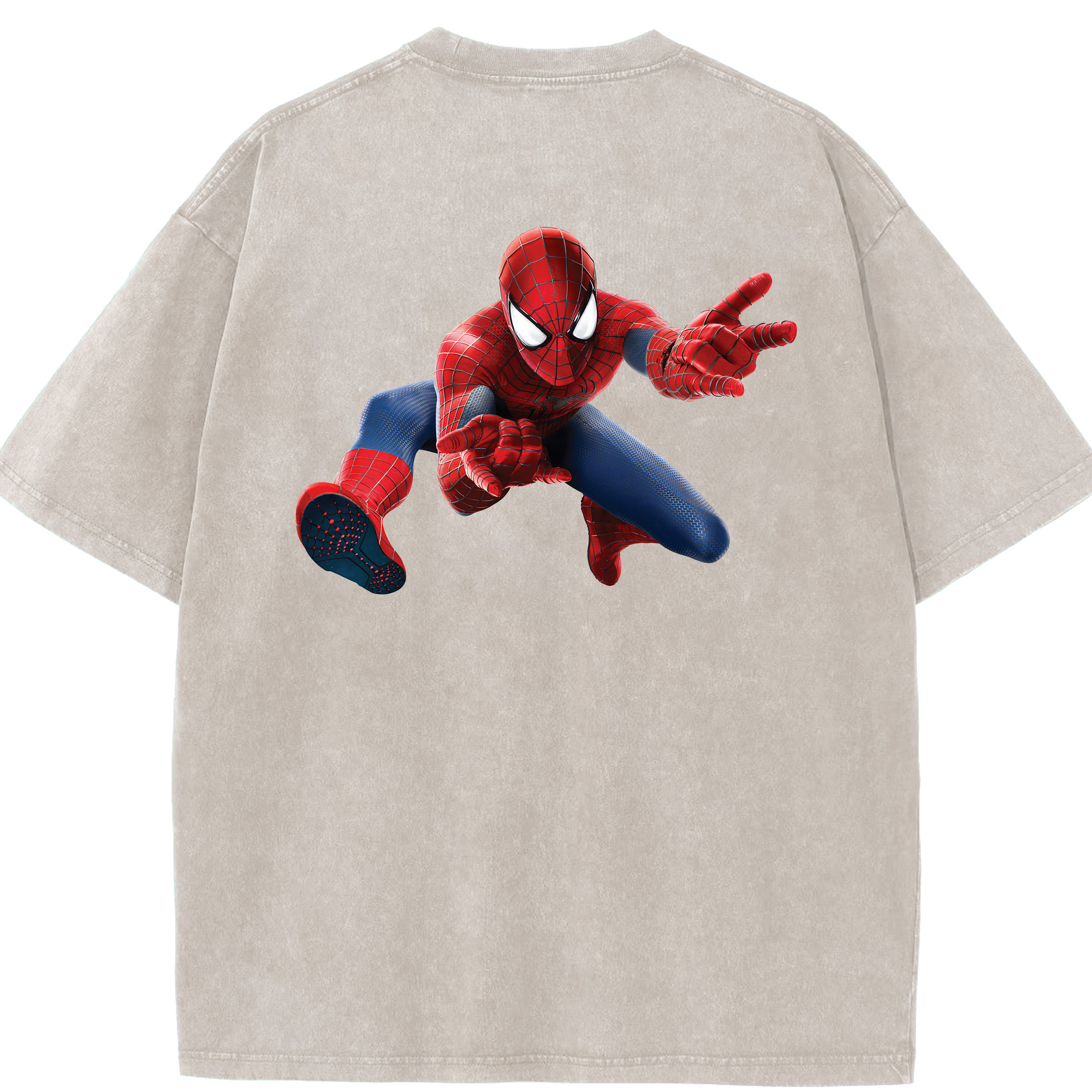 （画像用） Spider Man スパイダーマン 綿100% ヴィンテージ風 半袖Tシャツ（背面プリント）