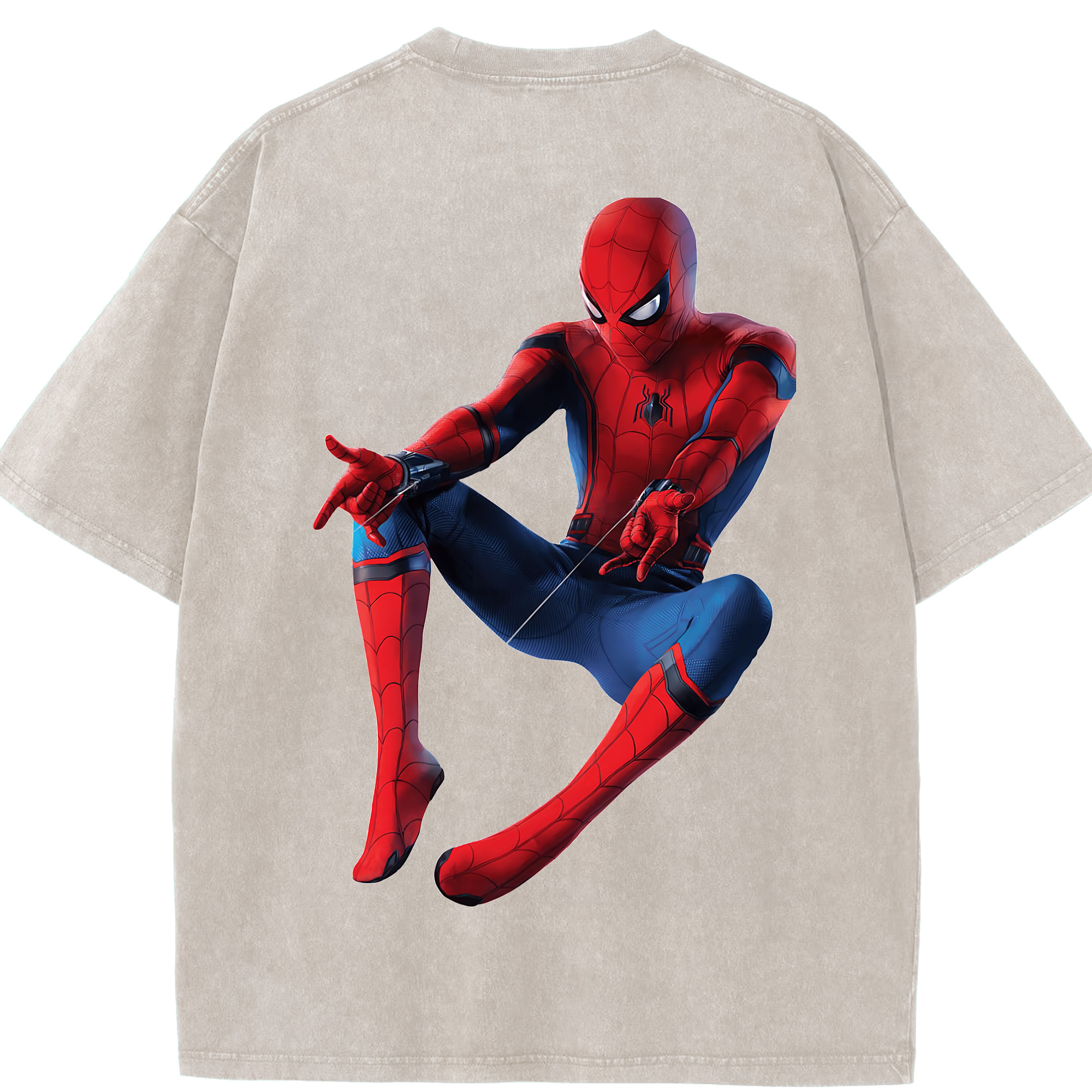 （画像用） Spider Man スパイダーマン 綿100% ヴィンテージ風 半袖Tシャツ（背面プリント）