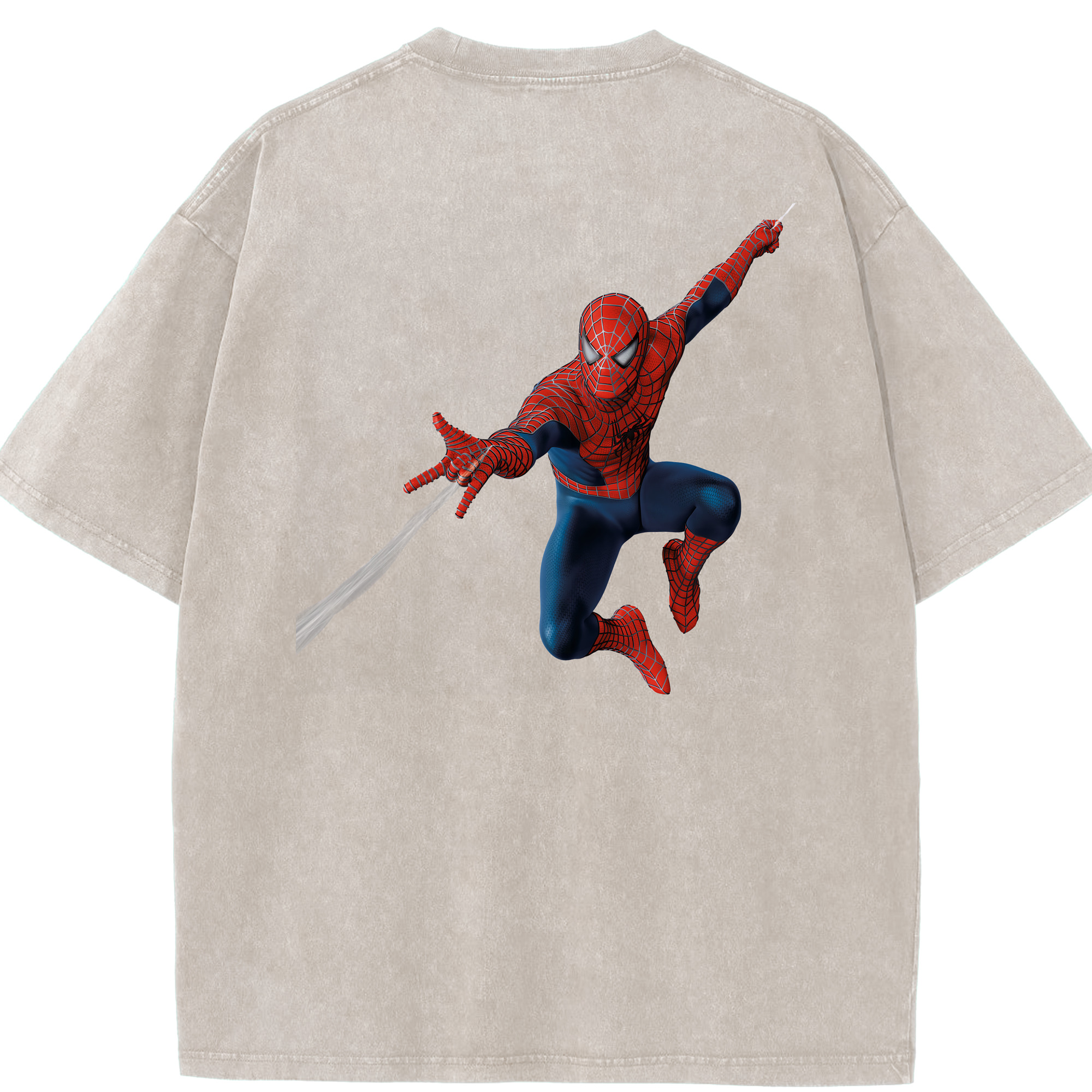 （画像用） Spider Man スパイダーマン 綿100% ヴィンテージ風 半袖Tシャツ（背面プリント）