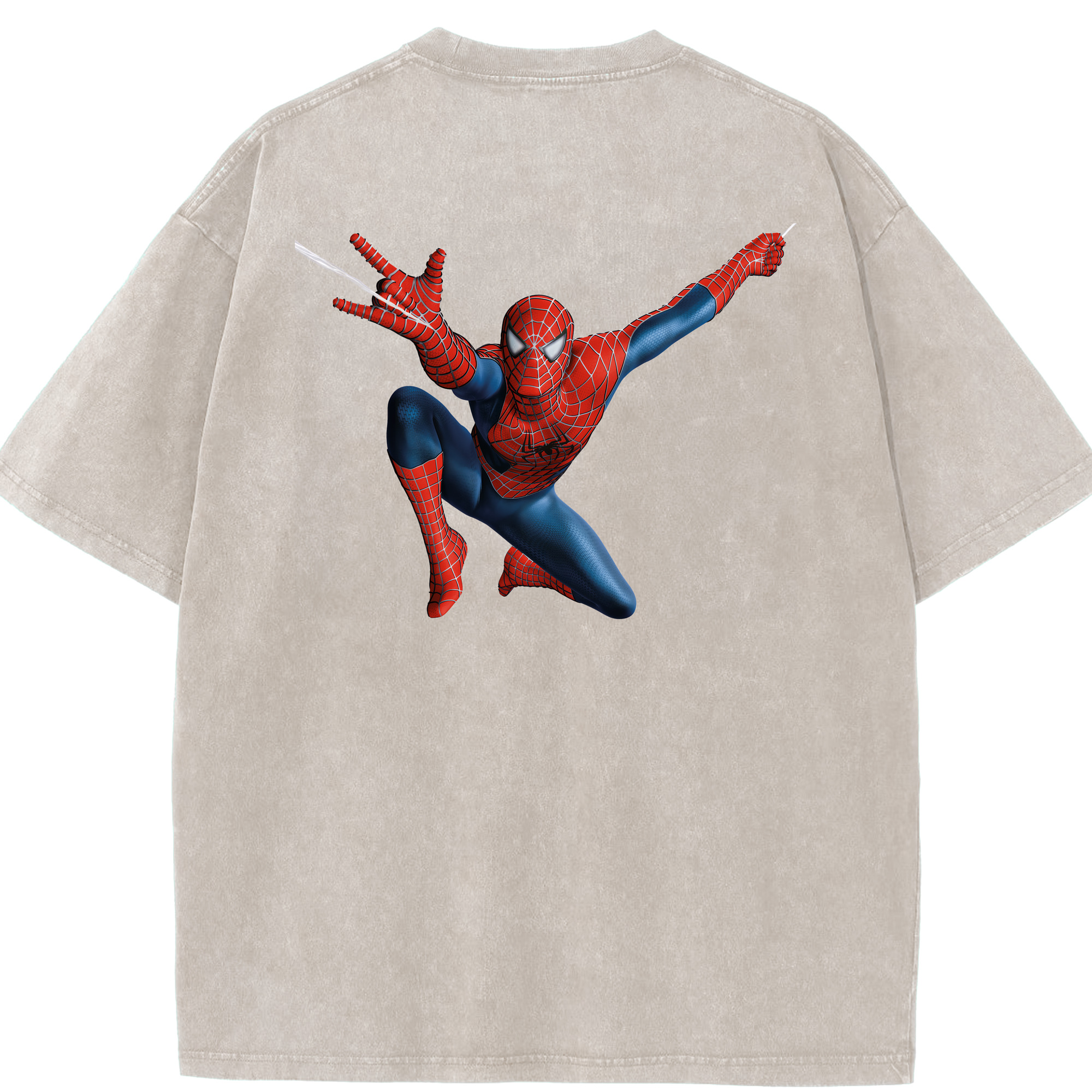 （画像用） Spider Man スパイダーマン 綿100% ヴィンテージ風 半袖Tシャツ（背面プリント）