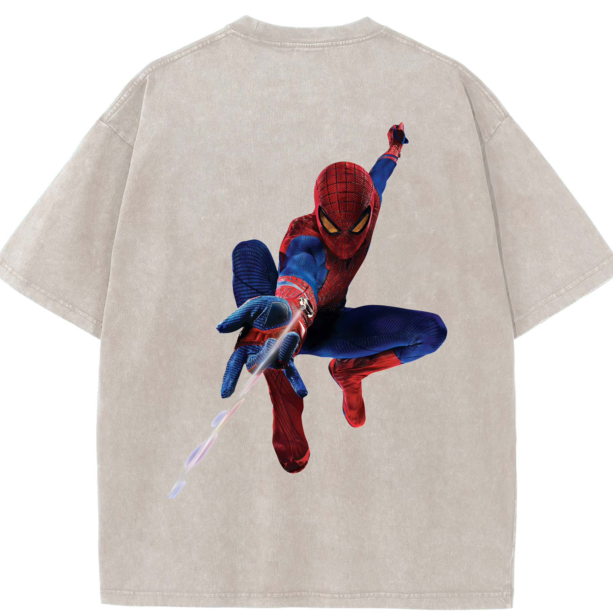 （画像用） Spider Man スパイダーマン 綿100% ヴィンテージ風 半袖Tシャツ（背面プリント）