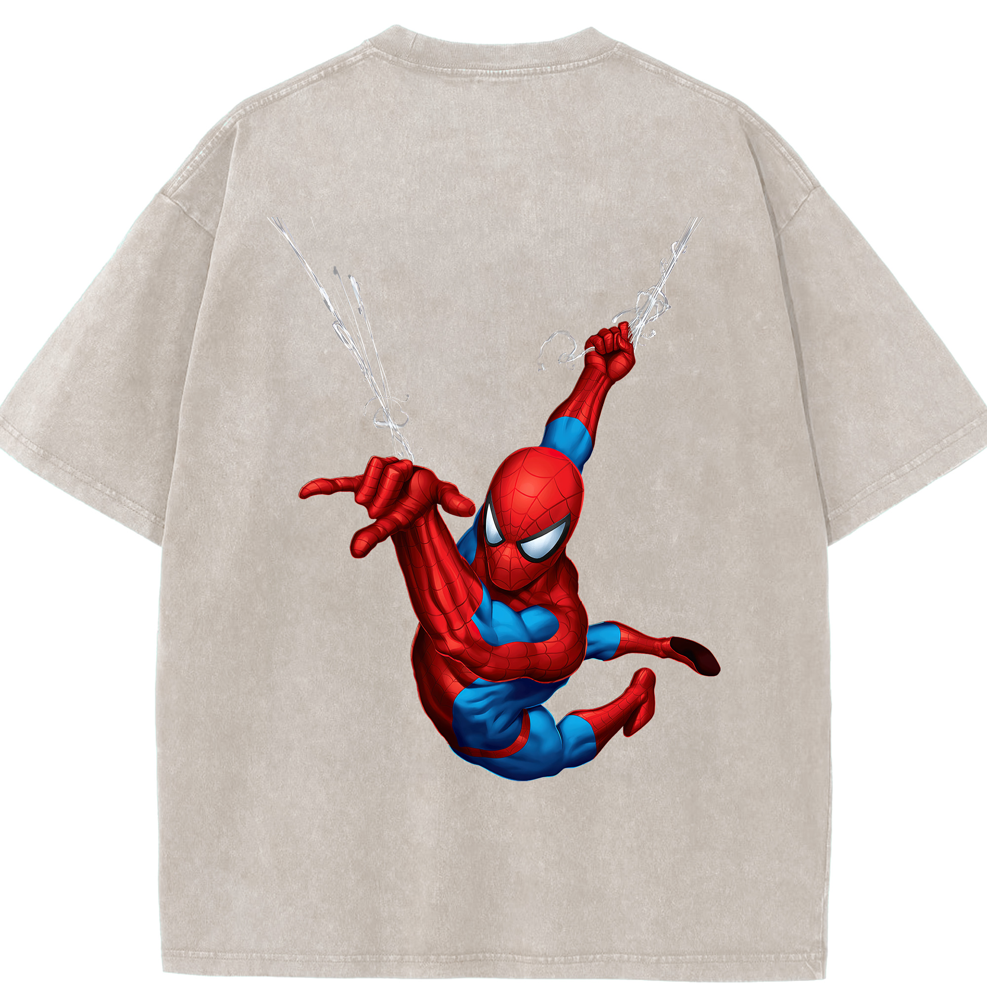 （画像用） Spider Man スパイダーマン 綿100% ヴィンテージ風 半袖Tシャツ（背面プリント）