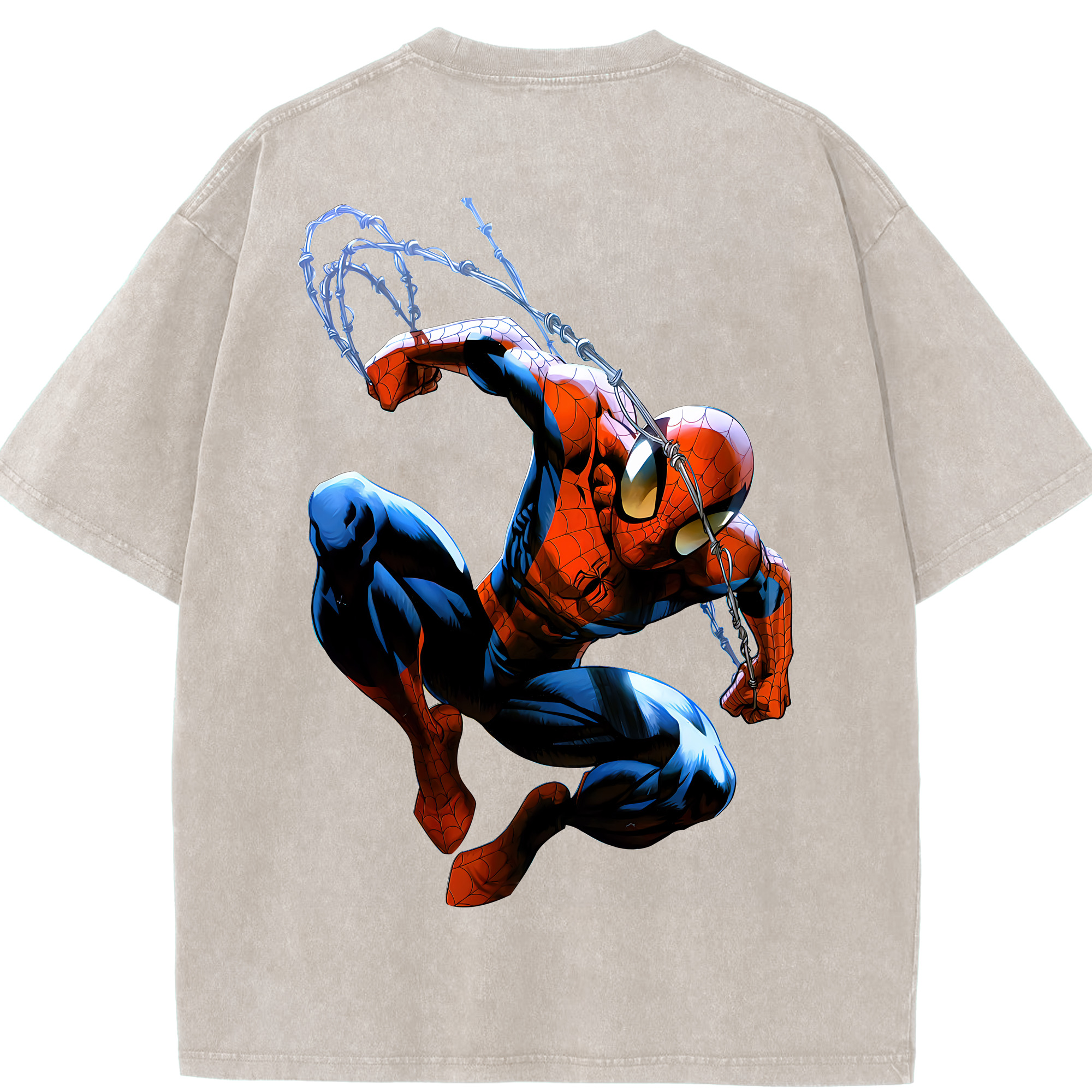 （画像用） Spider Man スパイダーマン 綿100% ヴィンテージ風 半袖Tシャツ（背面プリント）