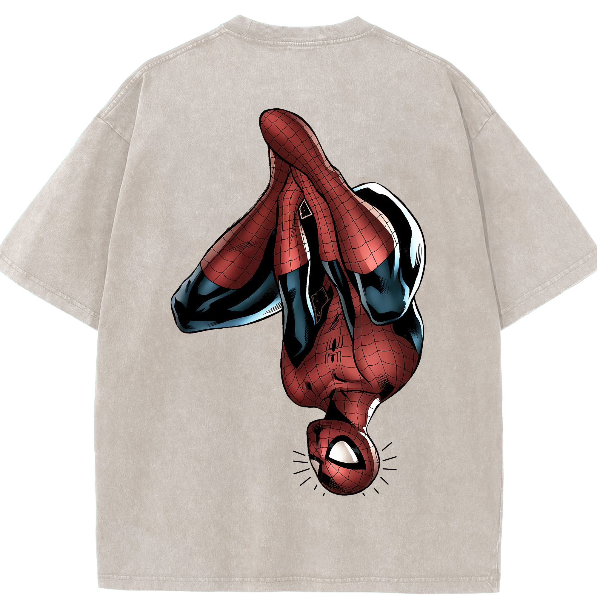（画像用） Spider Man スパイダーマン 綿100% ヴィンテージ風 半袖Tシャツ（背面プリント）