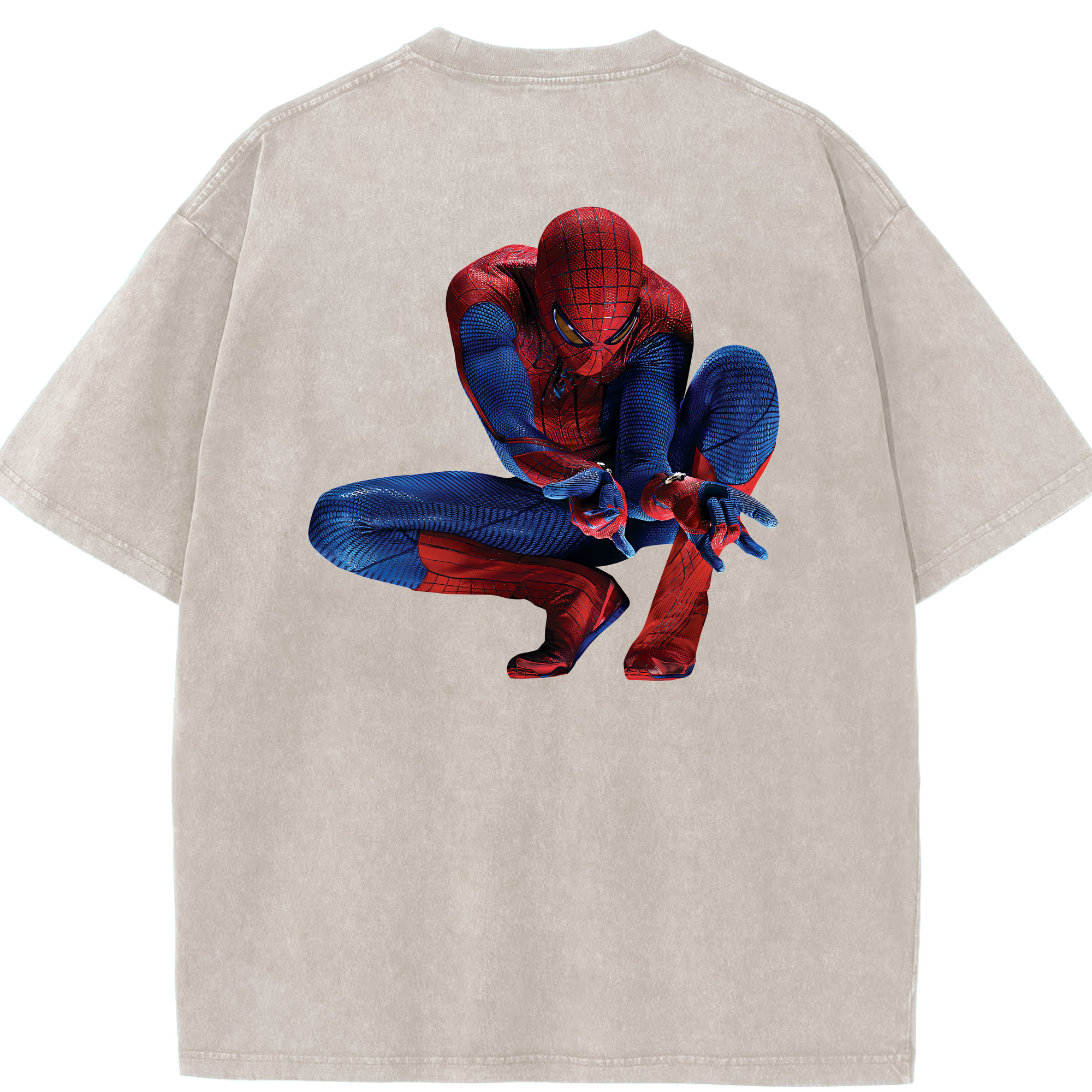 （画像用） Spider Man スパイダーマン 綿100% ヴィンテージ風 半袖Tシャツ（背面プリント）