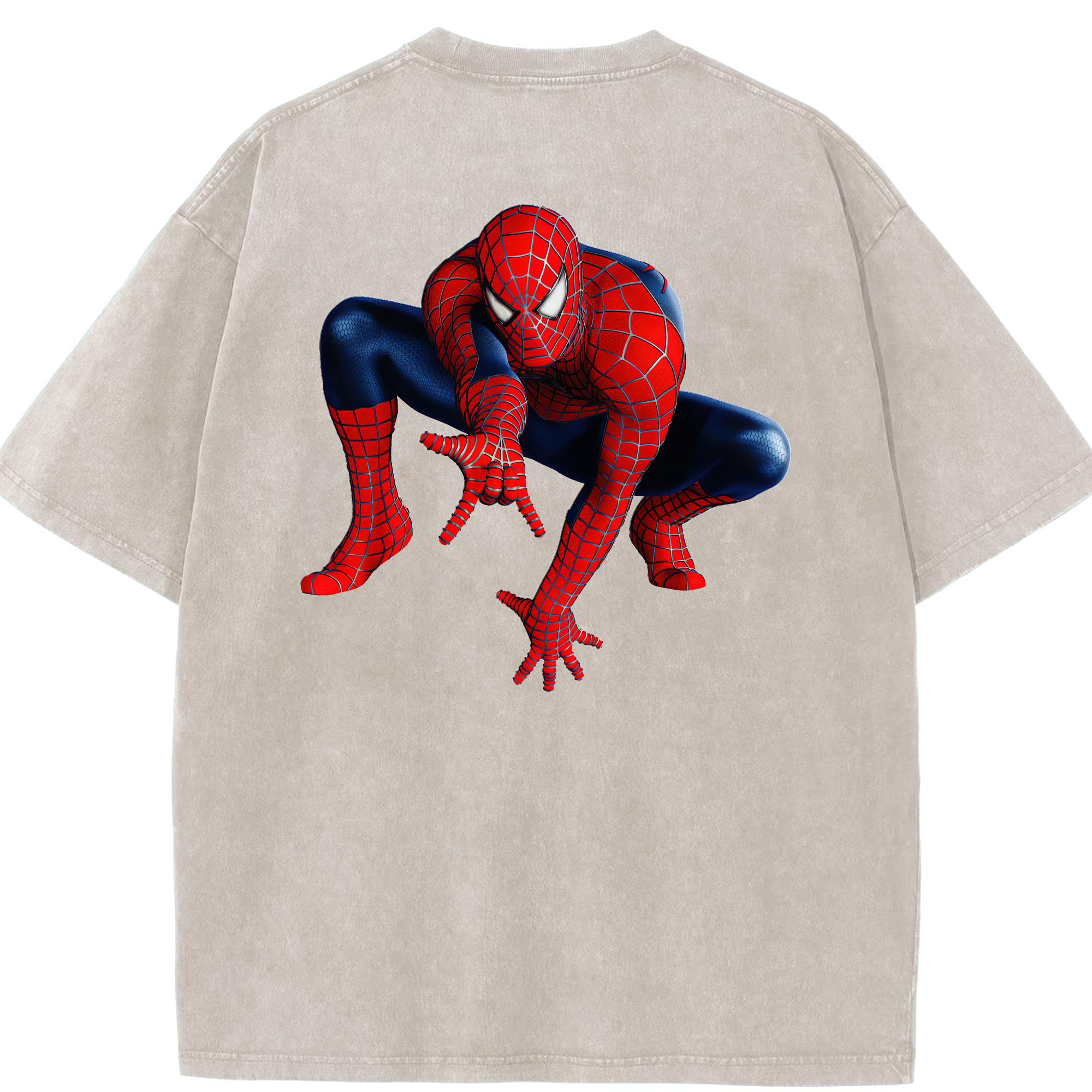 （画像用） Spider Man スパイダーマン 綿100% ヴィンテージ風 半袖Tシャツ（背面プリント）