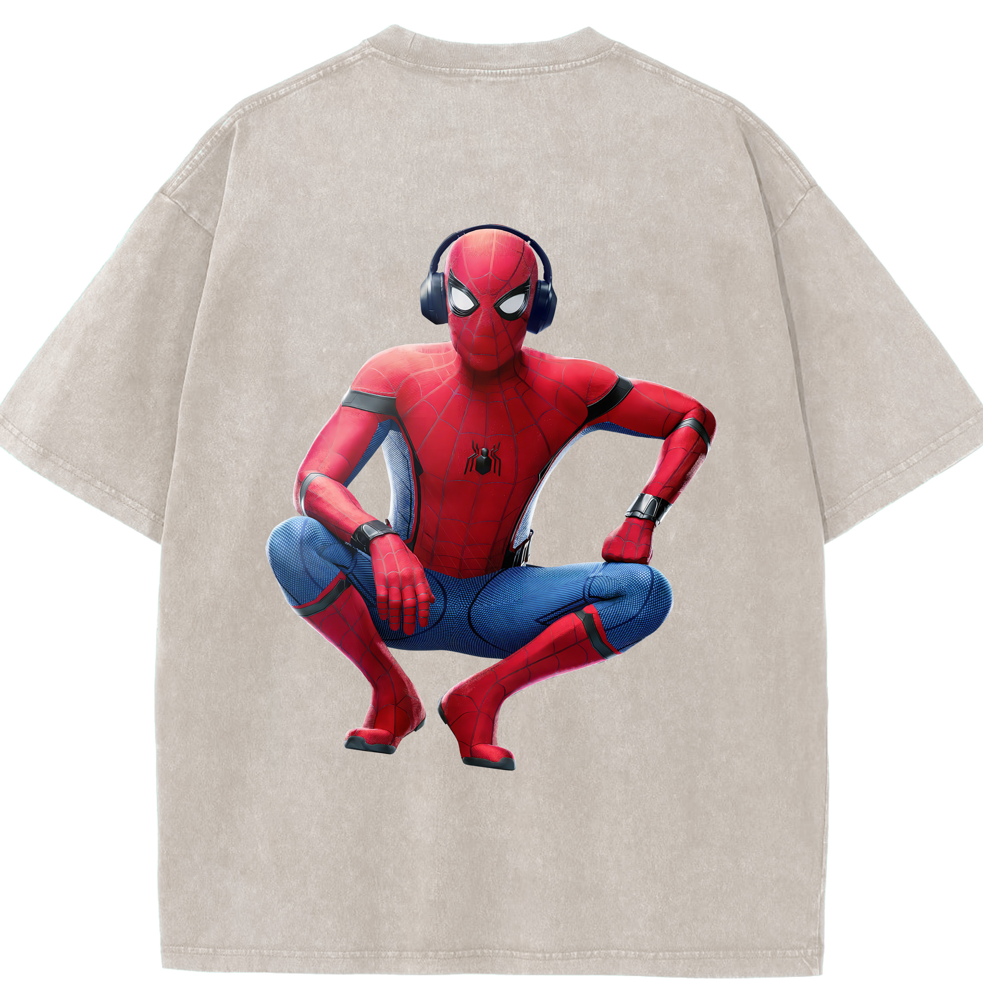 （画像用） Spider Man スパイダーマン 綿100% ヴィンテージ風 半袖Tシャツ（背面プリント）