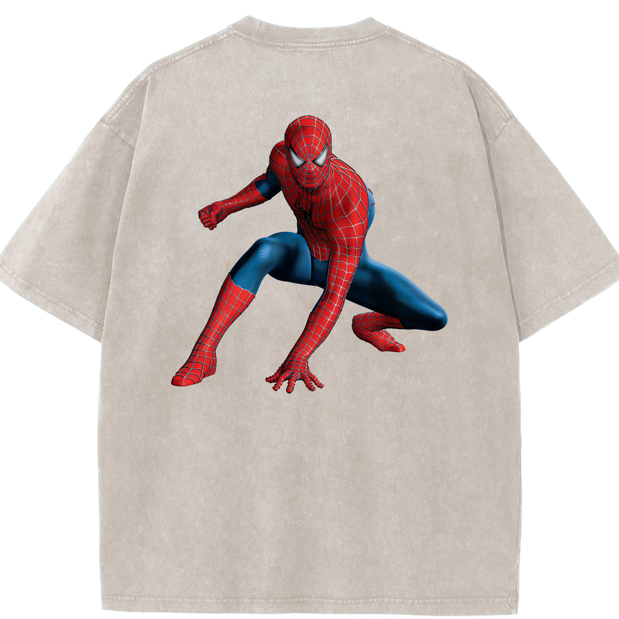 （画像用） Spider Man スパイダーマン 綿100% ヴィンテージ風 半袖Tシャツ（背面プリント）