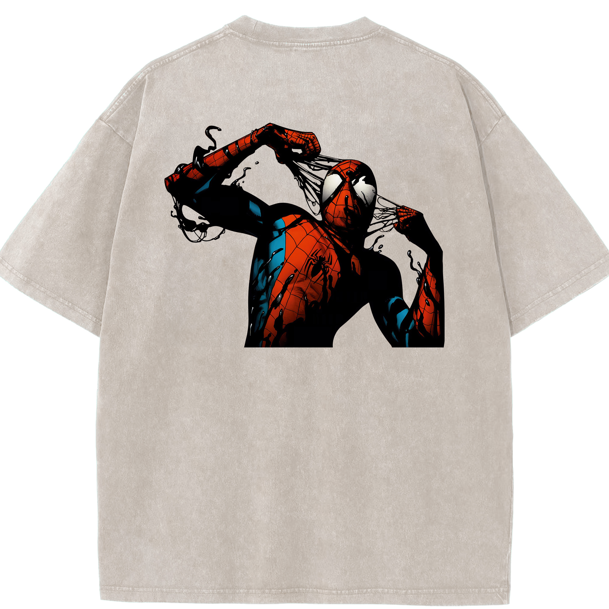 （画像用） Spider Man スパイダーマン 綿100% ヴィンテージ風 半袖Tシャツ（背面プリント）