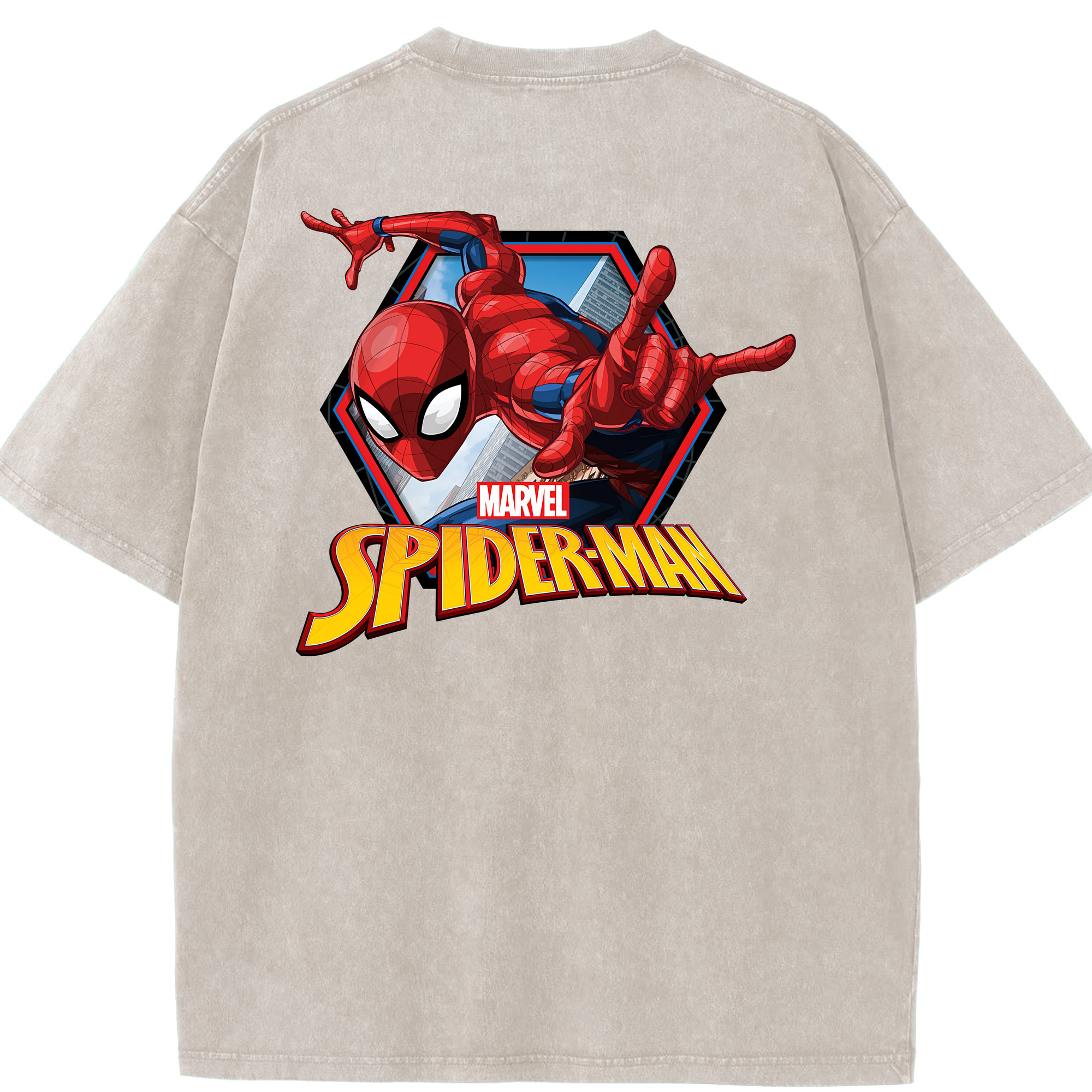 （画像用） Spider Man スパイダーマン 綿100% ヴィンテージ風 半袖Tシャツ（背面プリント）