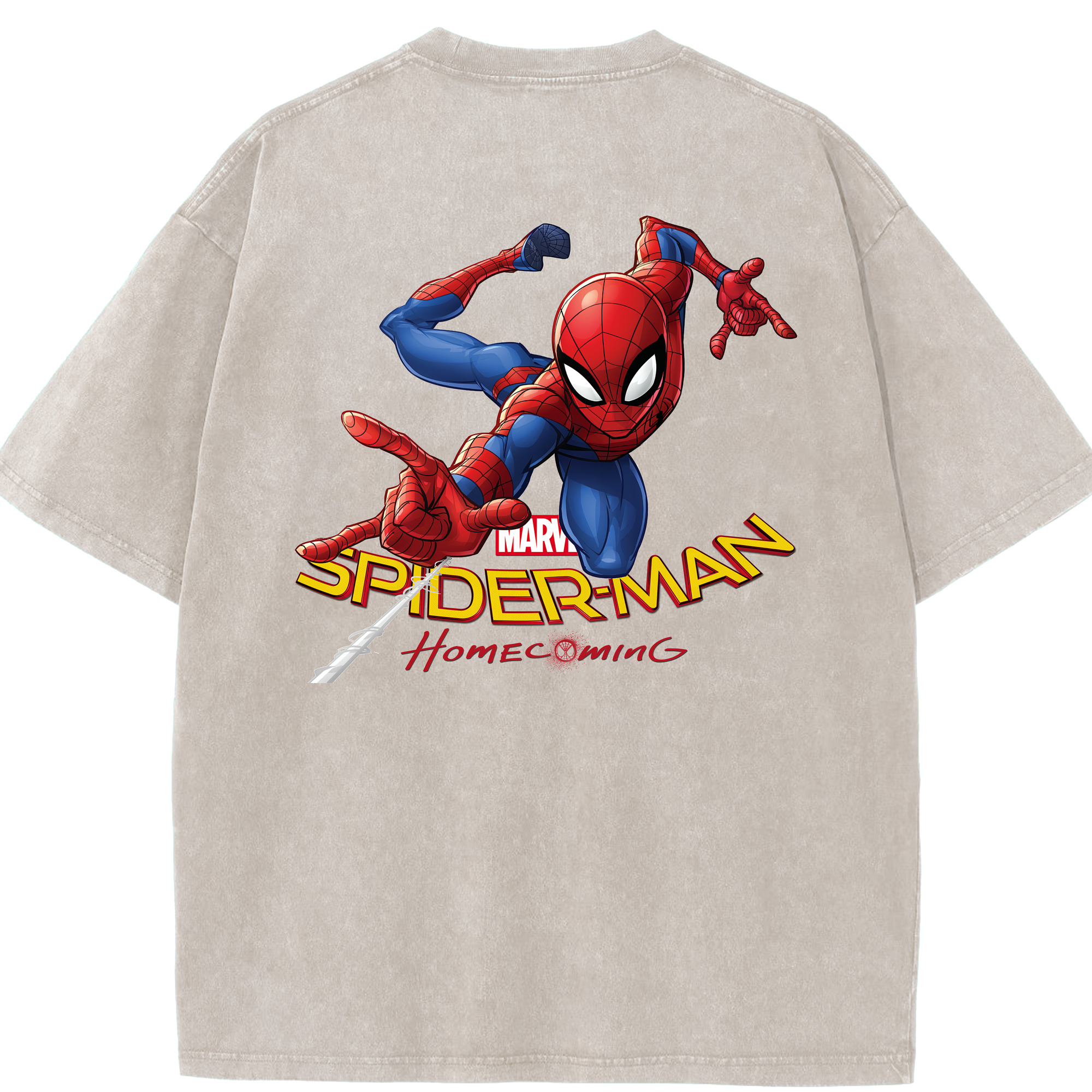 （画像用） Spider Man スパイダーマン 綿100% ヴィンテージ風 半袖Tシャツ（背面プリント）
