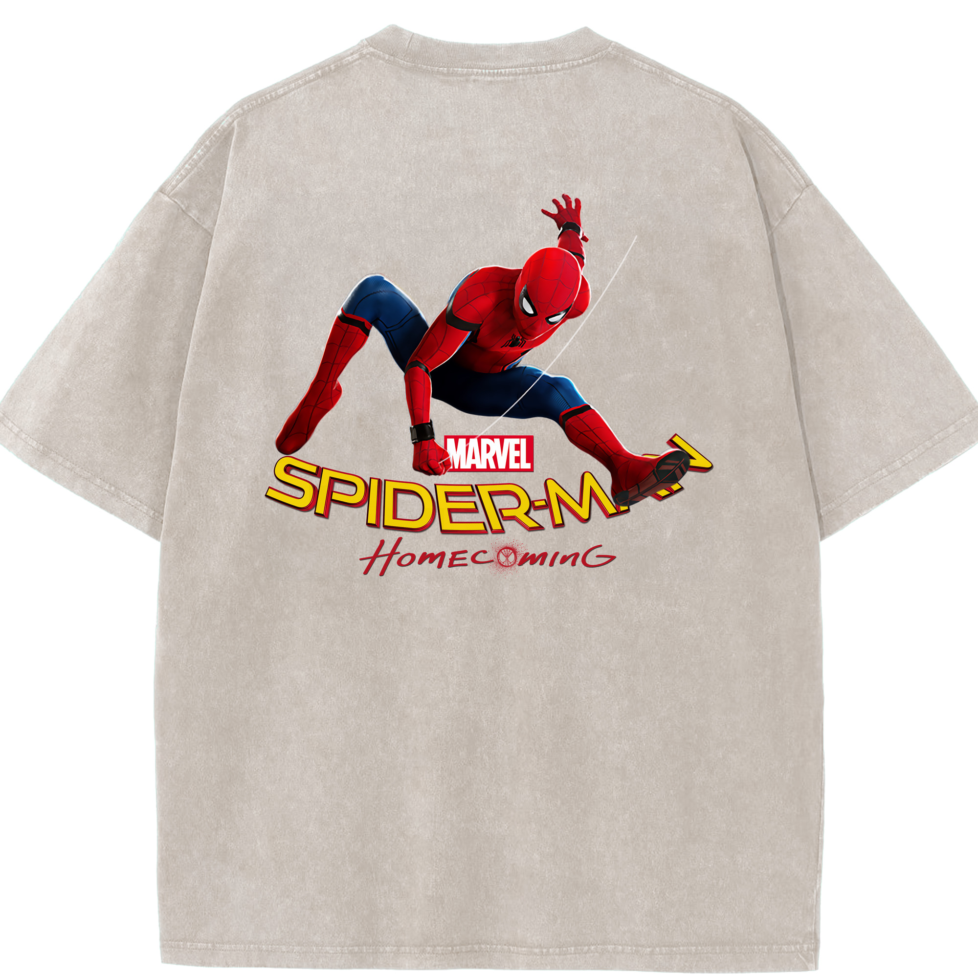 （画像用） Spider Man スパイダーマン 綿100% ヴィンテージ風 半袖Tシャツ（背面プリント）