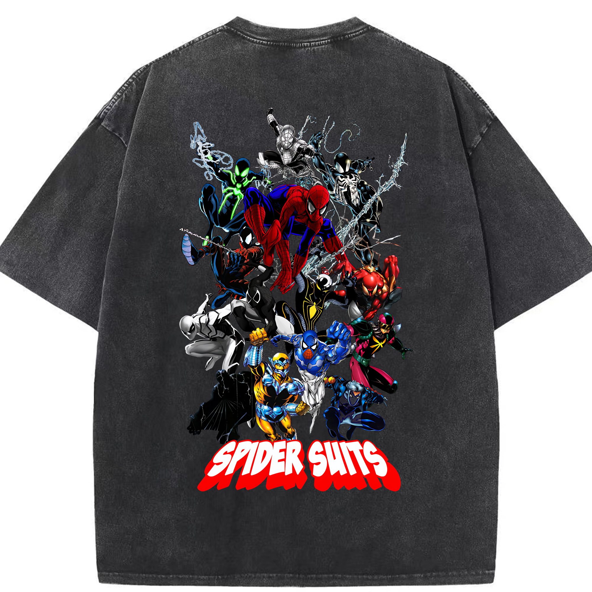 （画像用） Spider Man スパイダーマン 綿100% ヴィンテージ風 半袖Tシャツ（背面プリント）