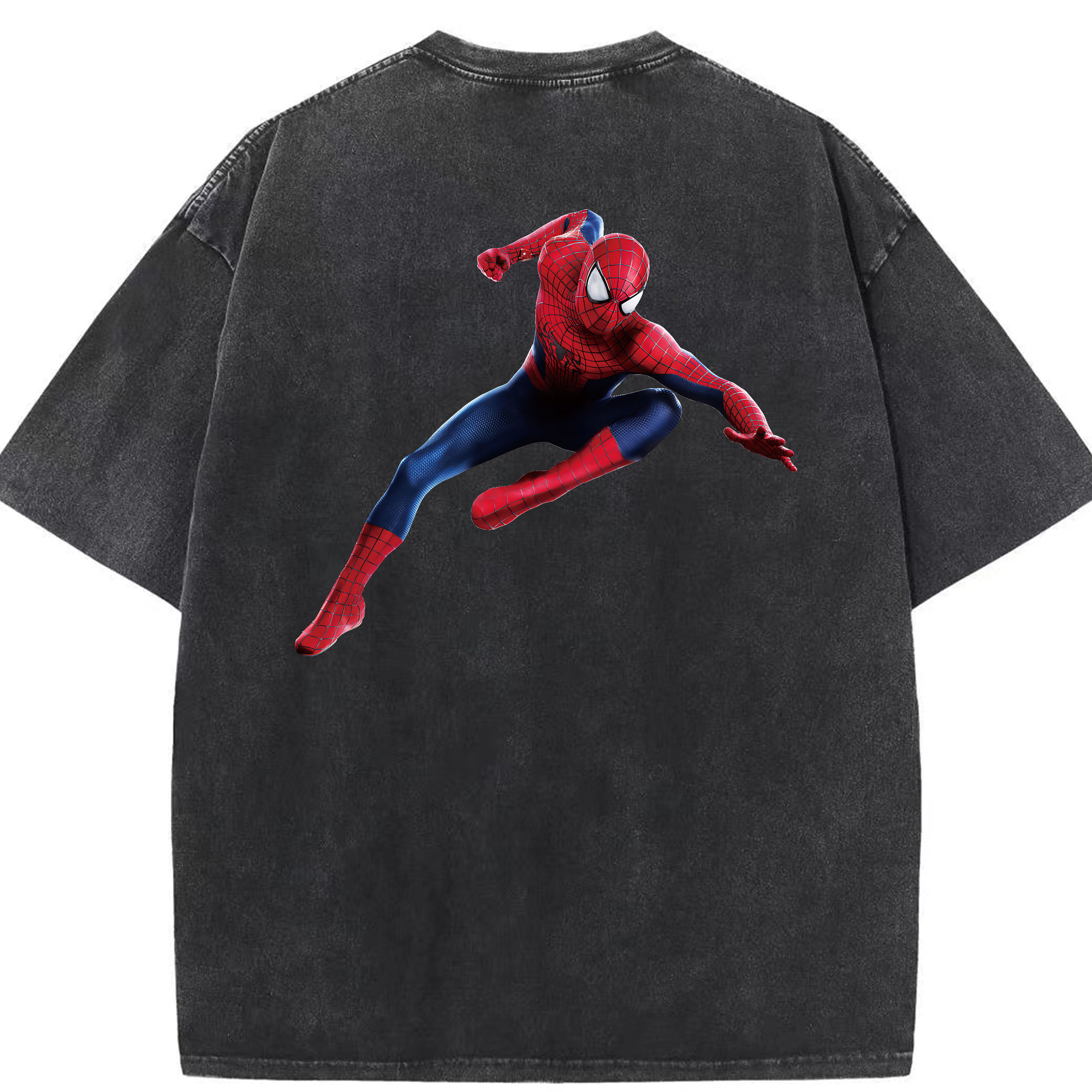 （画像用） Spider Man スパイダーマン 綿100% ヴィンテージ風 半袖Tシャツ（背面プリント）