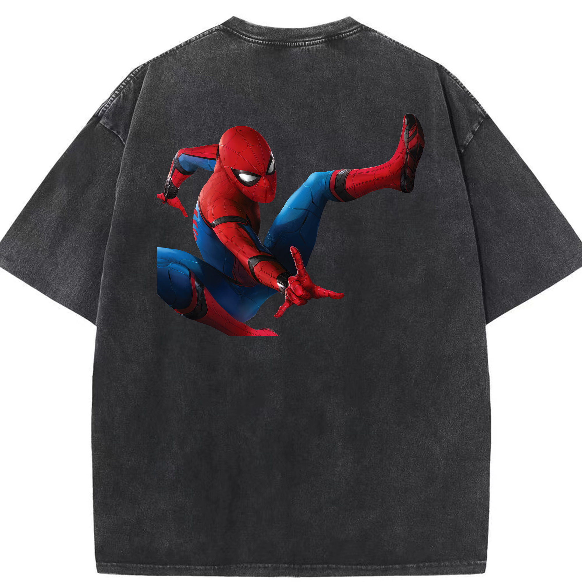（画像用） Spider Man スパイダーマン 綿100% ヴィンテージ風 半袖Tシャツ（背面プリント）