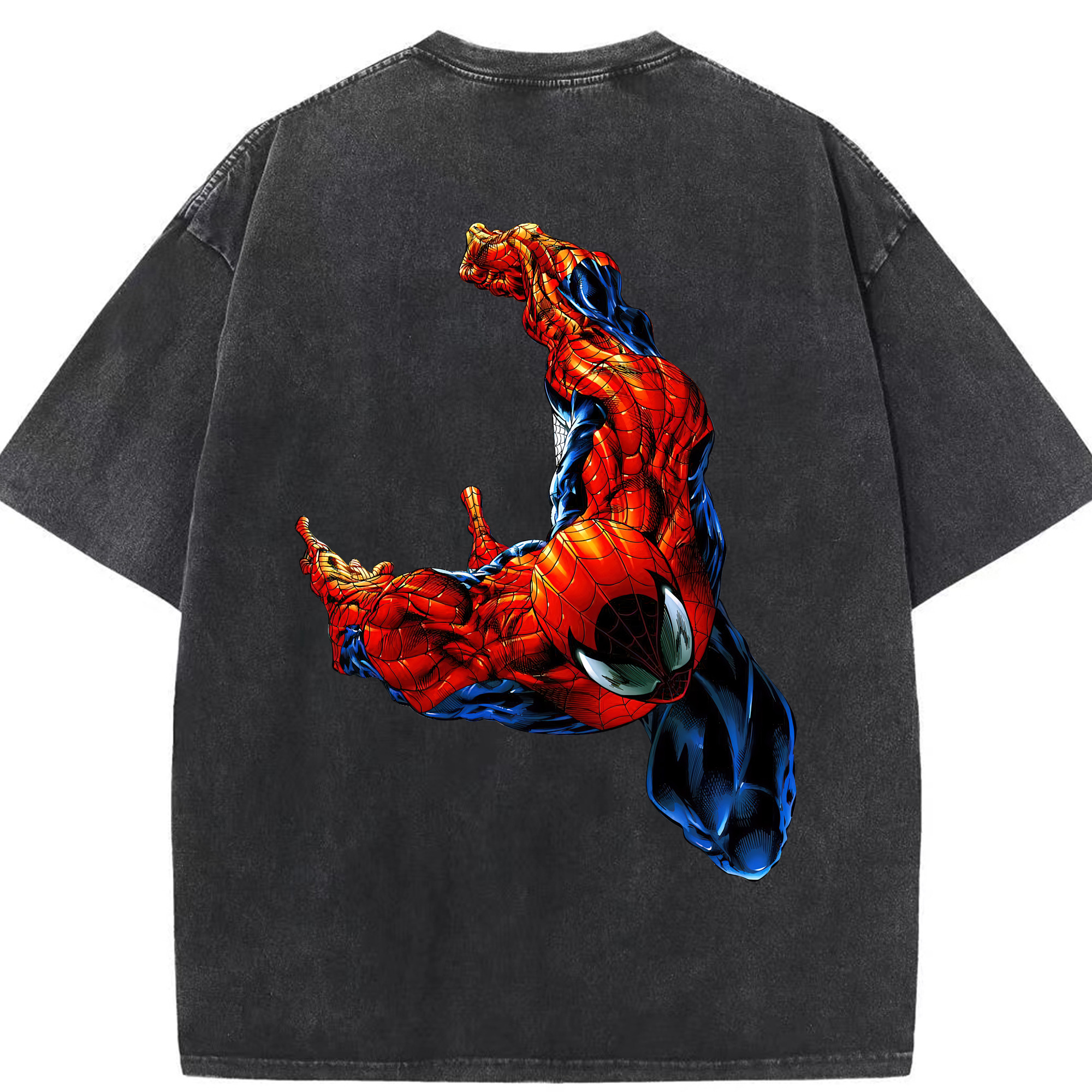 （画像用） Spider Man スパイダーマン 綿100% ヴィンテージ風 半袖Tシャツ（背面プリント）