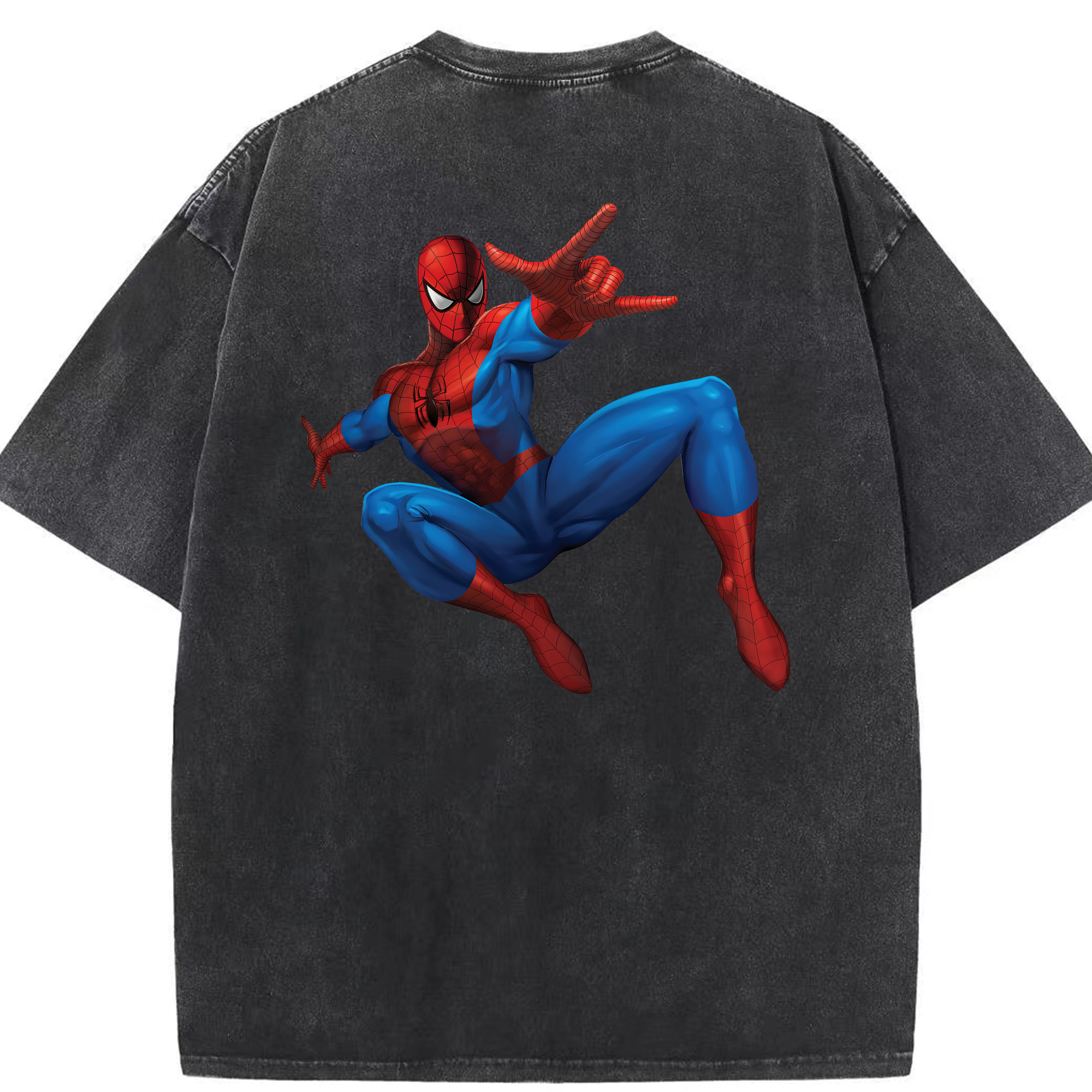 （画像用） Spider Man スパイダーマン 綿100% ヴィンテージ風 半袖Tシャツ（背面プリント）