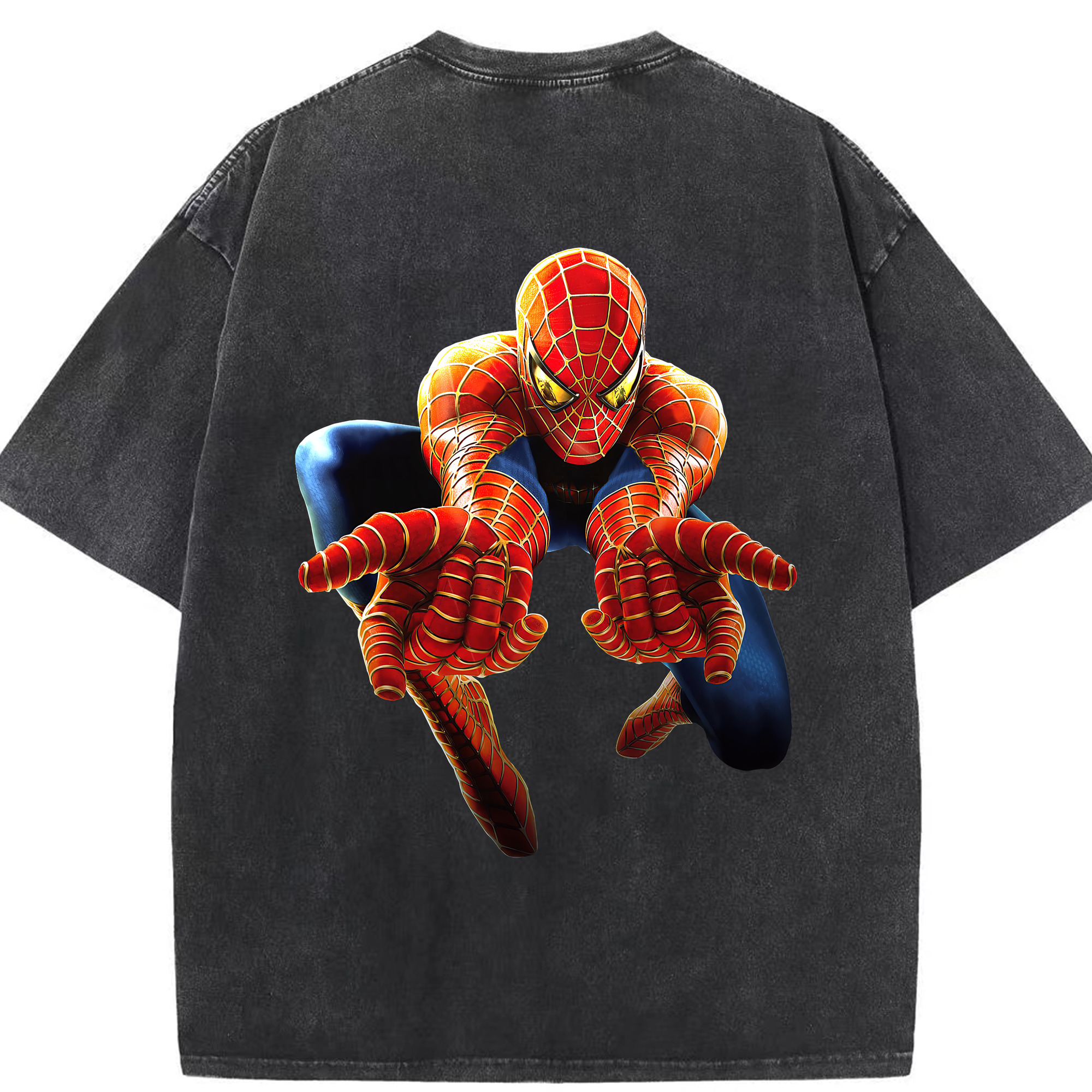 （画像用） Spider Man スパイダーマン 綿100% ヴィンテージ風 半袖Tシャツ（背面プリント）