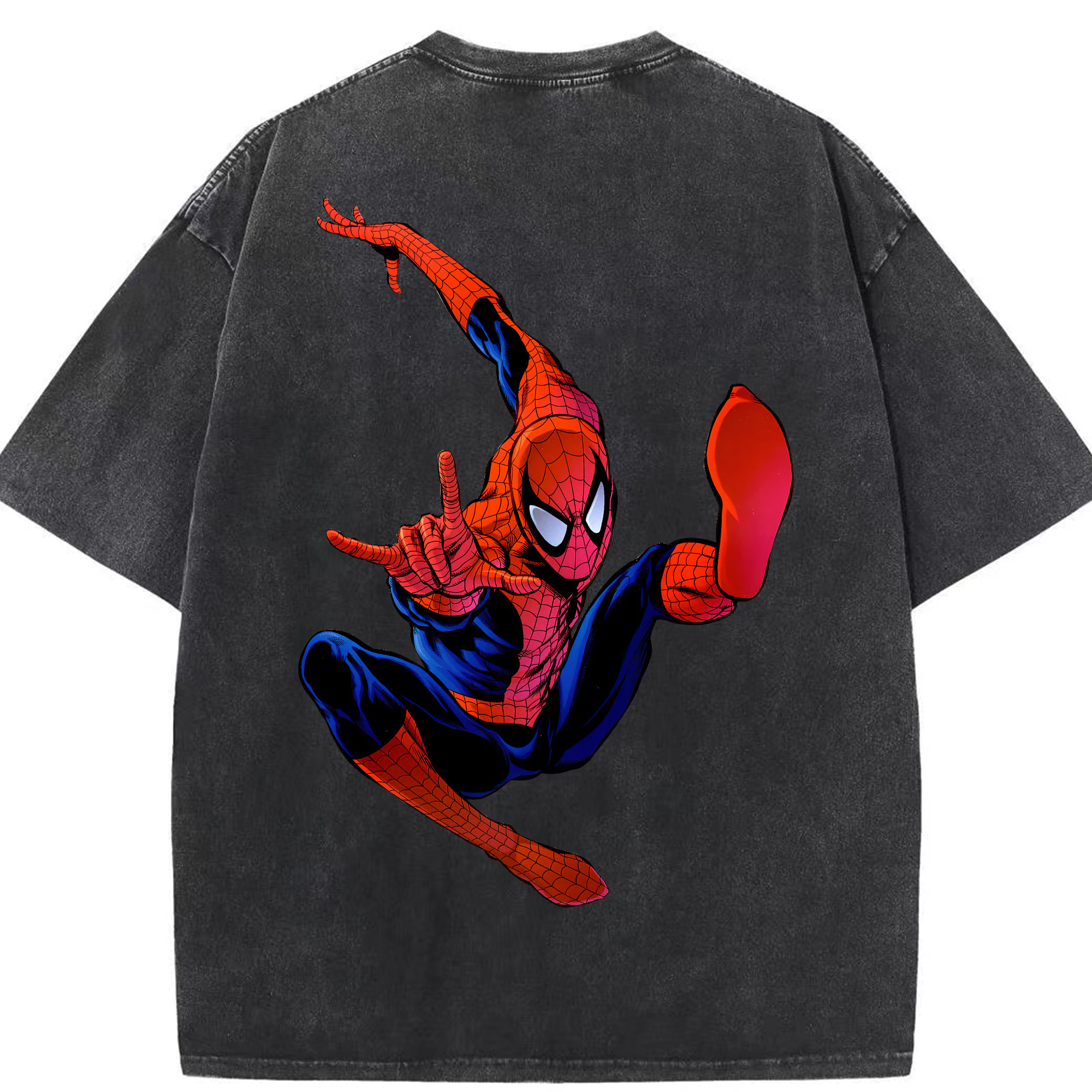 （画像用） Spider Man スパイダーマン 綿100% ヴィンテージ風 半袖Tシャツ（背面プリント）