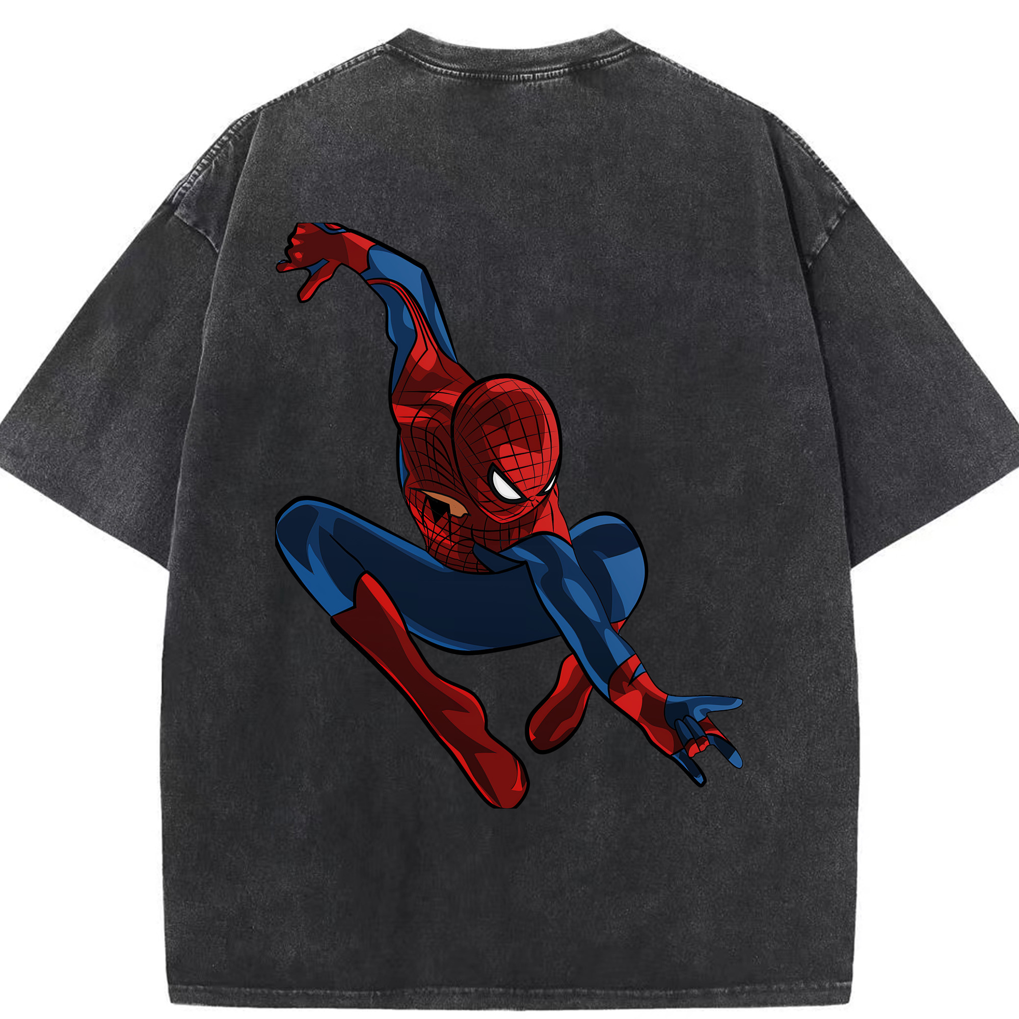 （画像用） Spider Man スパイダーマン 綿100% ヴィンテージ風 半袖Tシャツ（背面プリント）