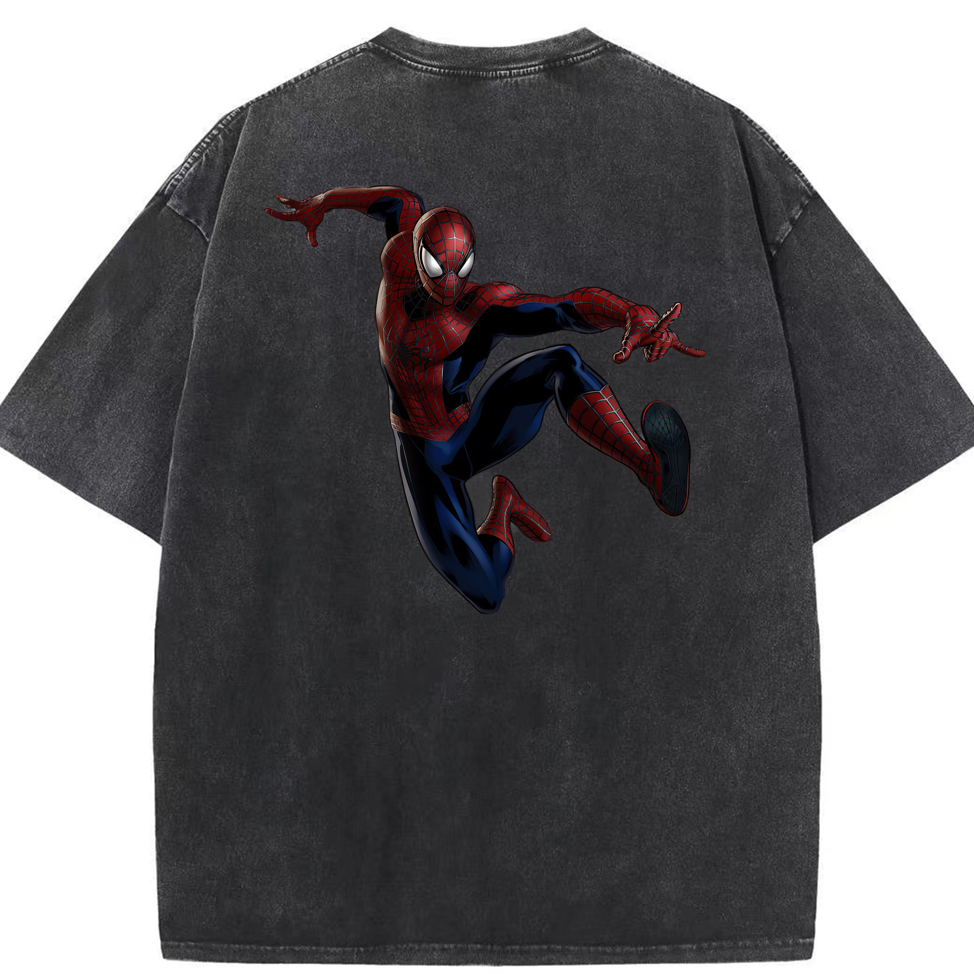 （画像用） Spider Man スパイダーマン 綿100% ヴィンテージ風 半袖Tシャツ（背面プリント）