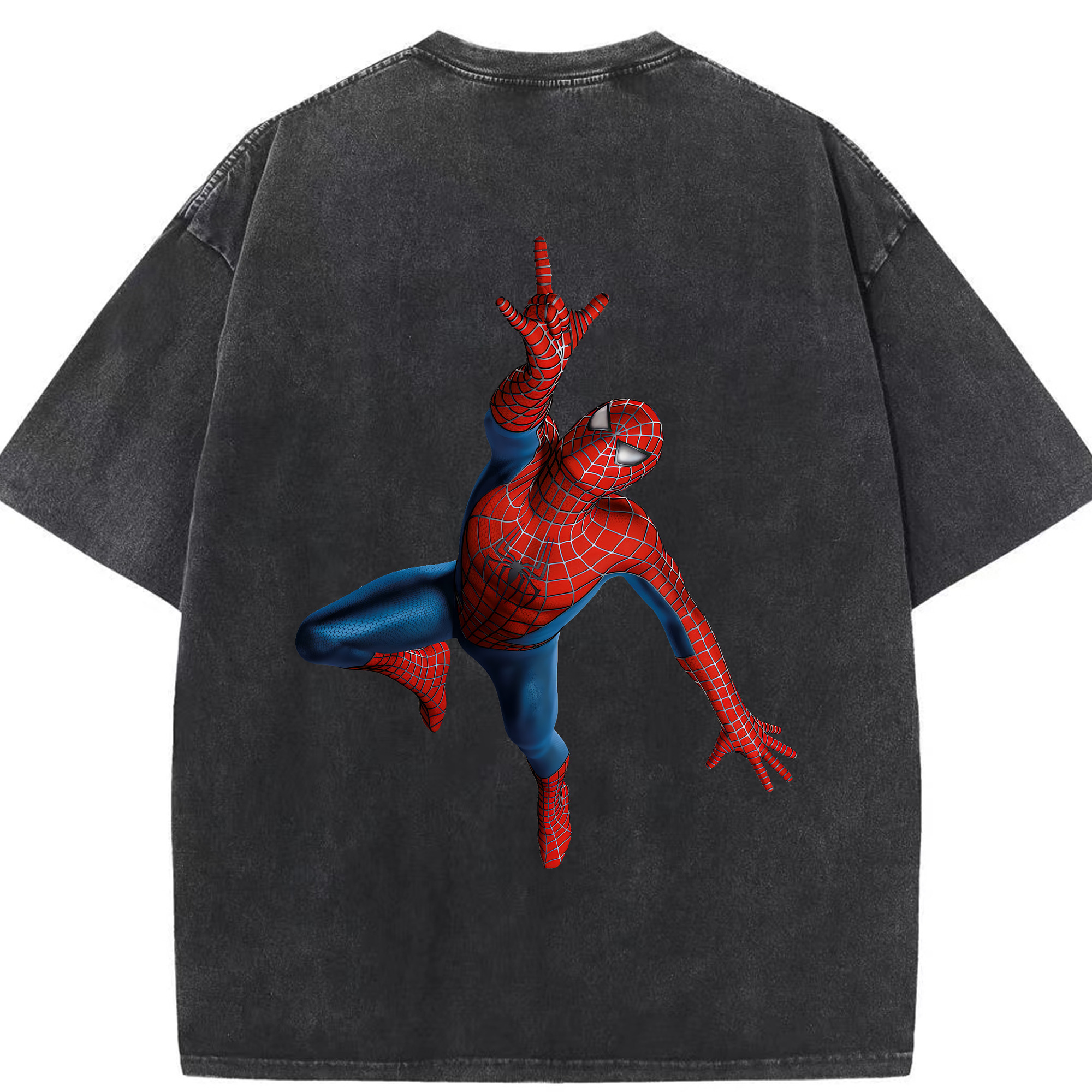 （画像用） Spider Man スパイダーマン 綿100% ヴィンテージ風 半袖Tシャツ（背面プリント）