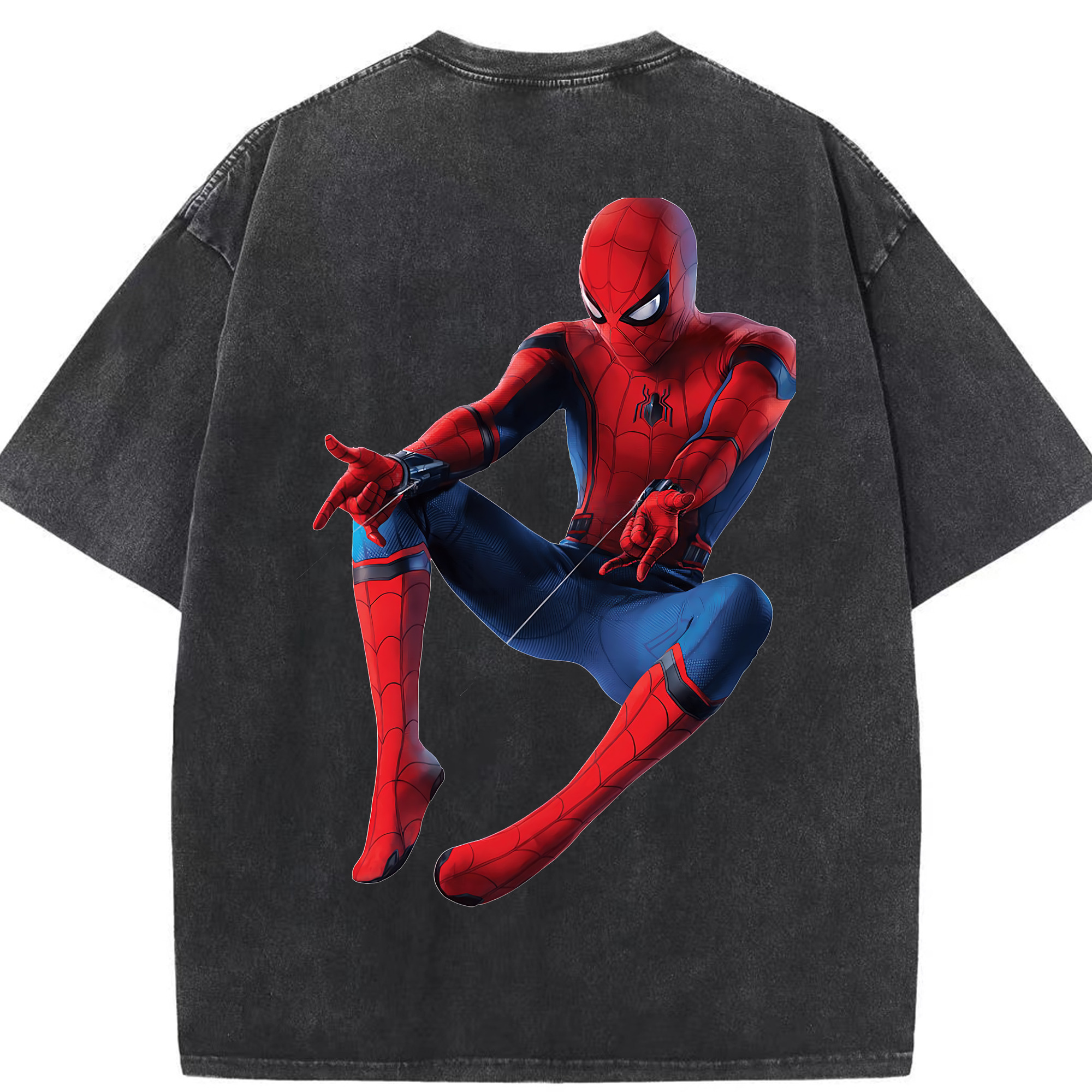 （画像用） Spider Man スパイダーマン 綿100% ヴィンテージ風 半袖Tシャツ（背面プリント）