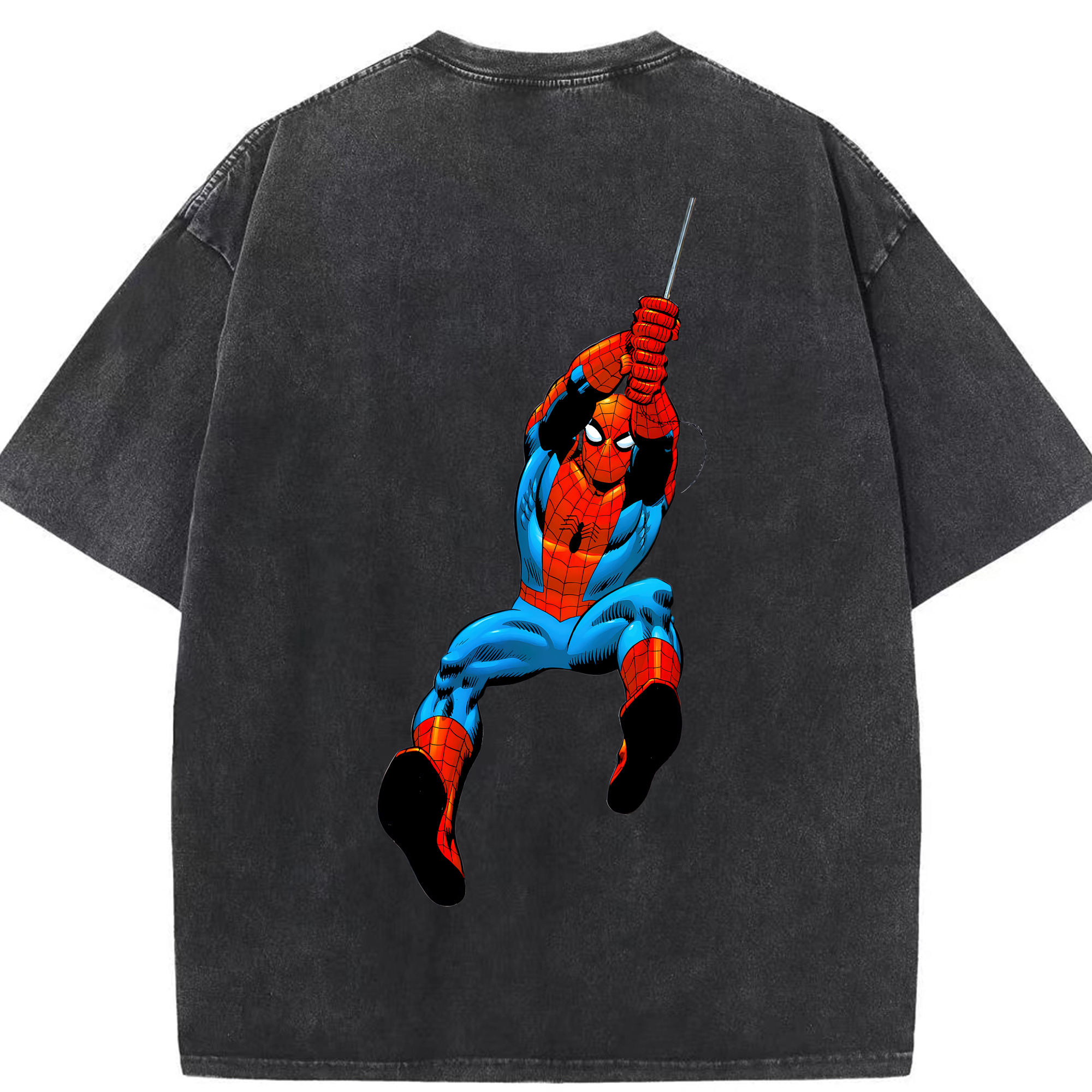 （画像用） Spider Man スパイダーマン 綿100% ヴィンテージ風 半袖Tシャツ（背面プリント）