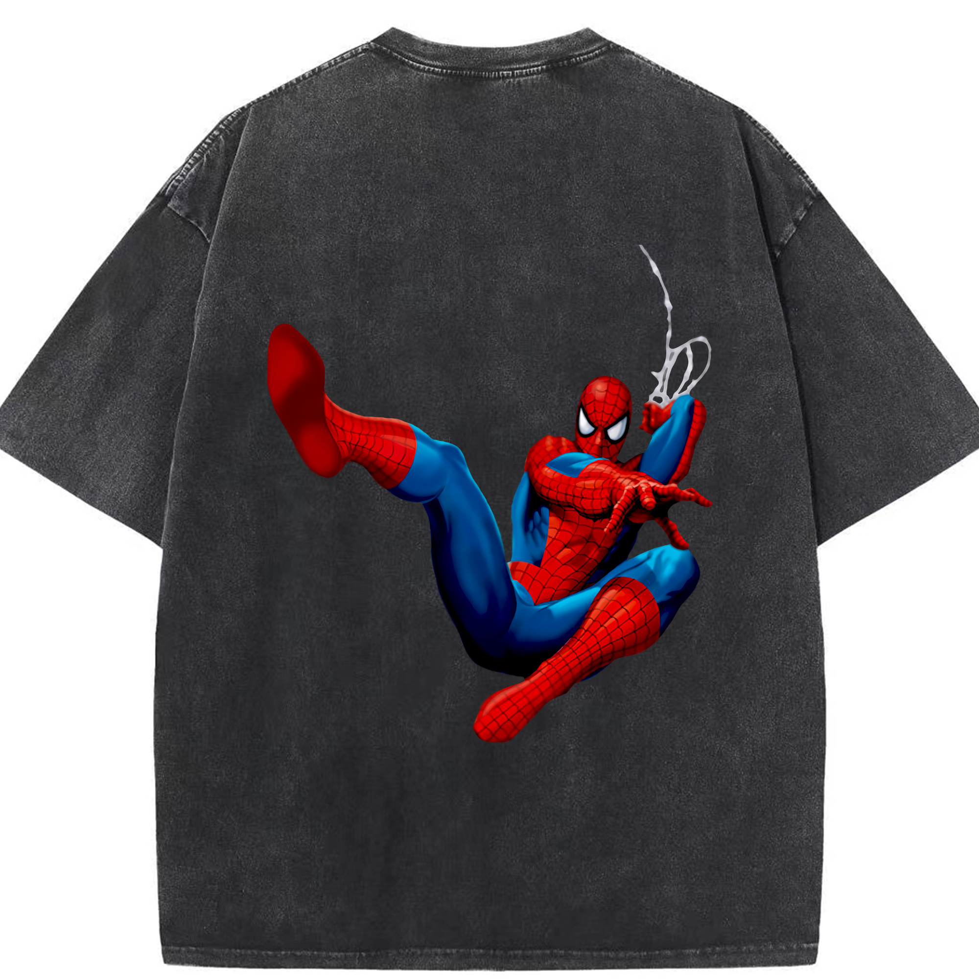 （画像用） Spider Man スパイダーマン 綿100% ヴィンテージ風 半袖Tシャツ（背面プリント）
