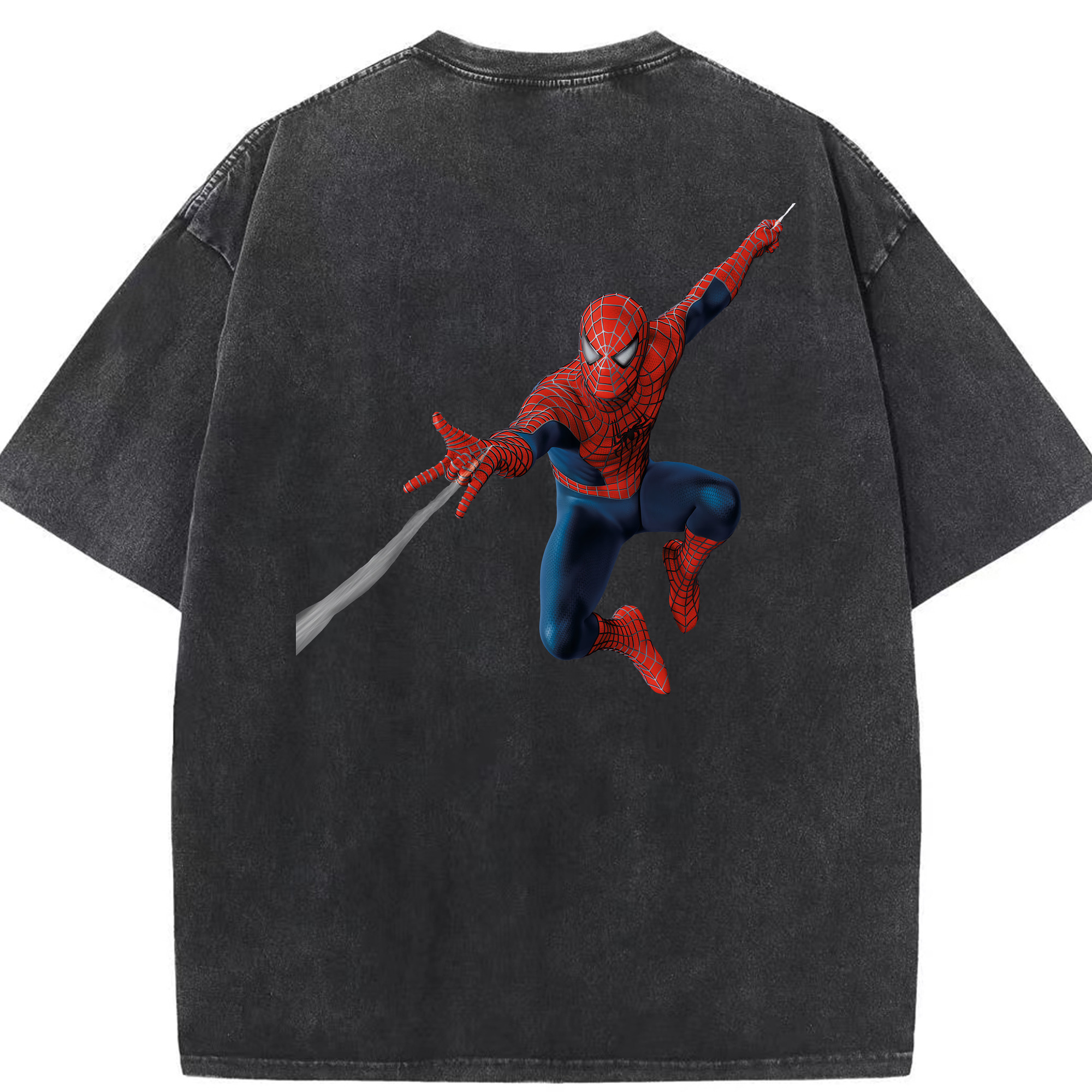 （画像用） Spider Man スパイダーマン 綿100% ヴィンテージ風 半袖Tシャツ（背面プリント）
