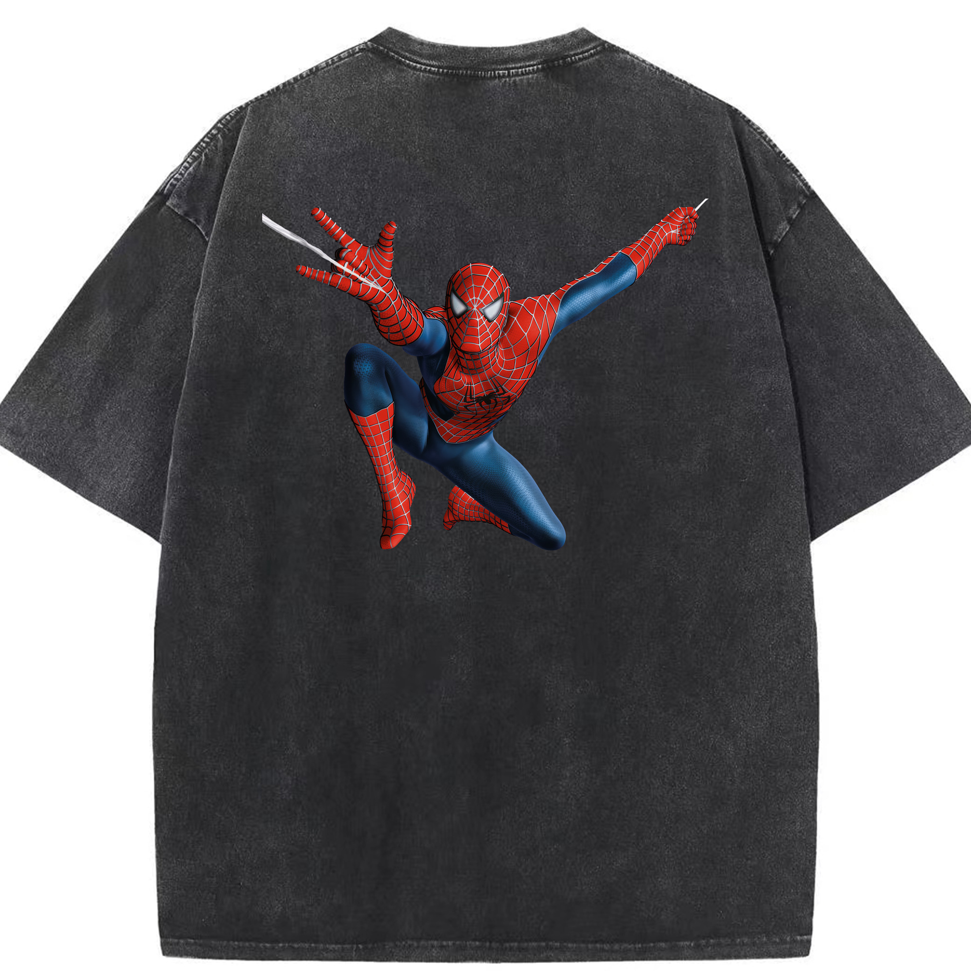 （画像用） Spider Man スパイダーマン 綿100% ヴィンテージ風 半袖Tシャツ（背面プリント）