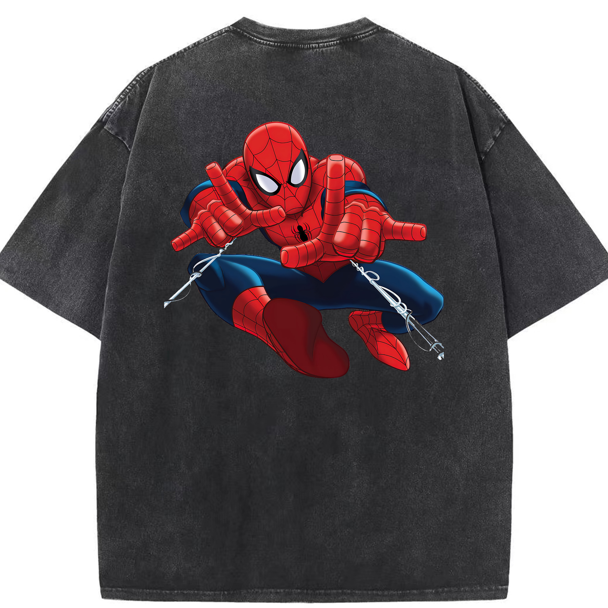（画像用） Spider Man スパイダーマン 綿100% ヴィンテージ風 半袖Tシャツ（背面プリント）