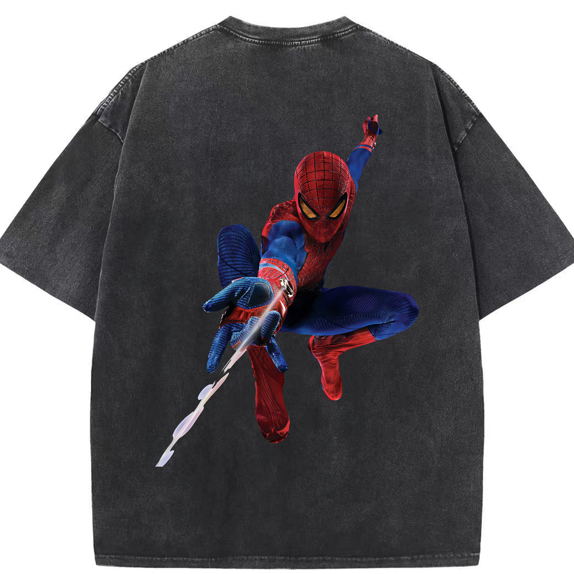 （画像用） Spider Man スパイダーマン 綿100% ヴィンテージ風 半袖Tシャツ（背面プリント）