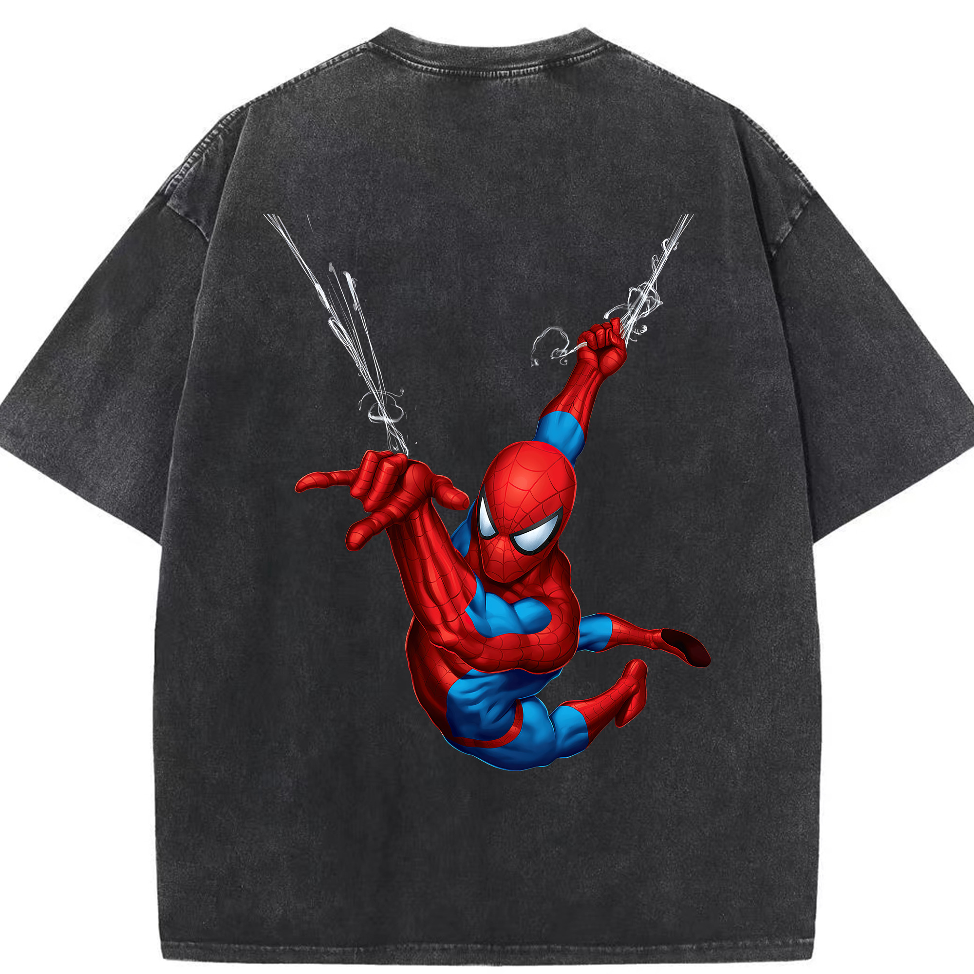 （画像用） Spider Man スパイダーマン 綿100% ヴィンテージ風 半袖Tシャツ（背面プリント）