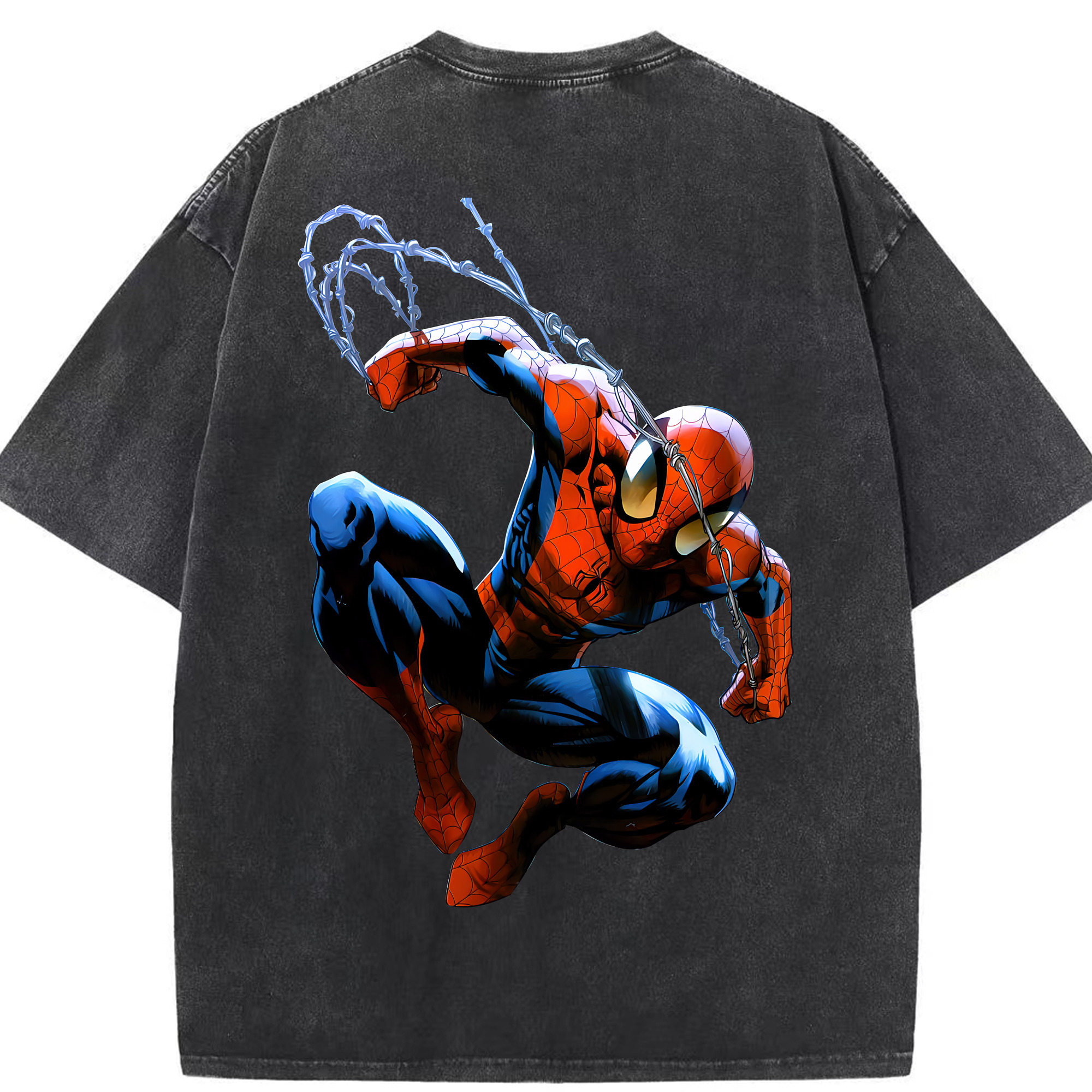 （画像用） Spider Man スパイダーマン 綿100% ヴィンテージ風 半袖Tシャツ（背面プリント）