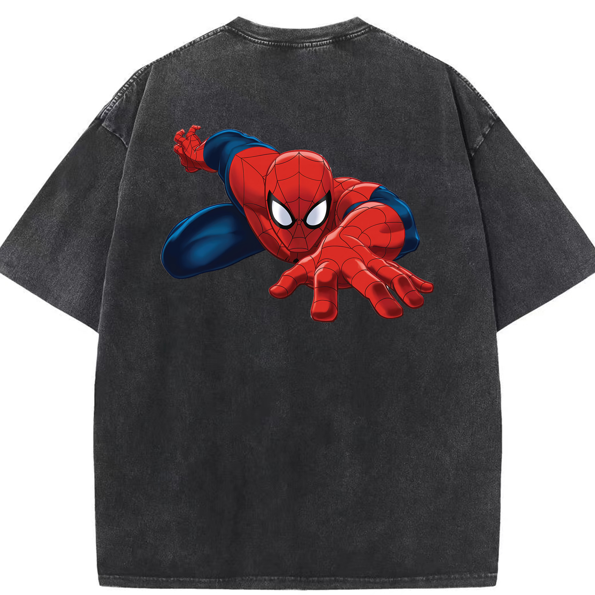 （画像用） Spider Man スパイダーマン 綿100% ヴィンテージ風 半袖Tシャツ（背面プリント）